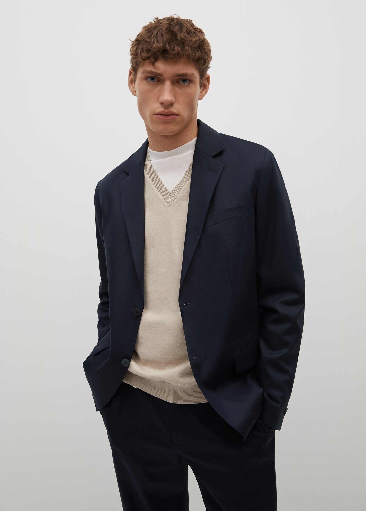 Americana slim fit lyocell lino - Plano medio