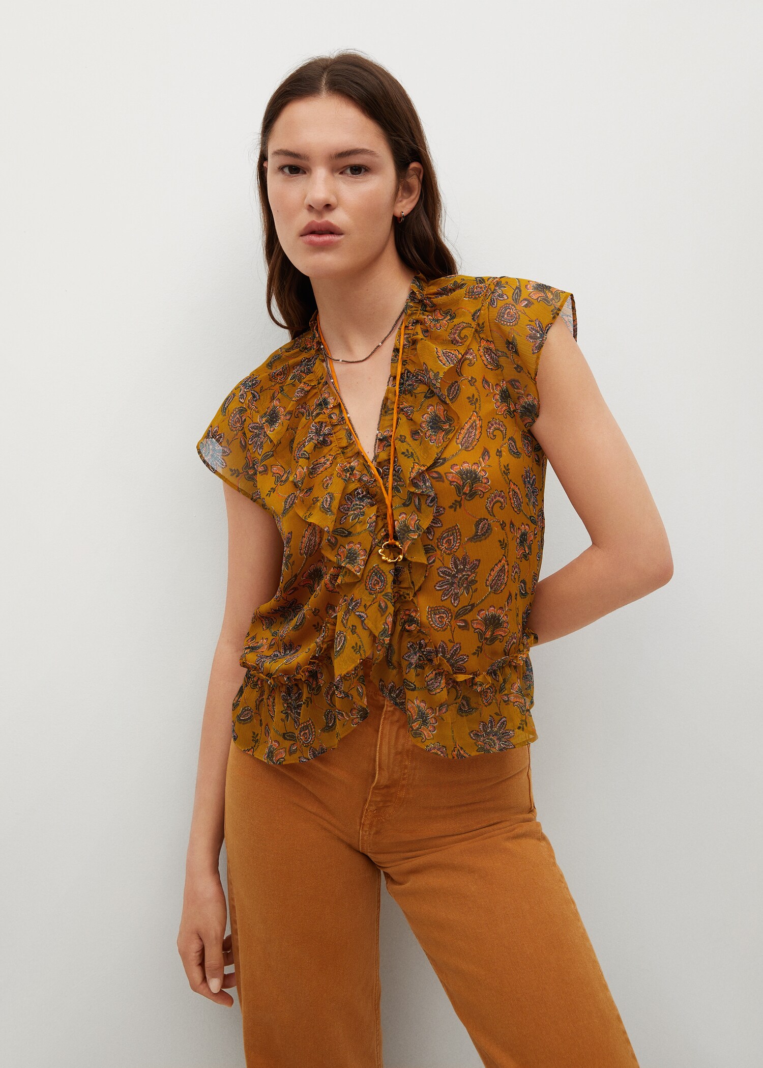 Ruffles printed blouse - Medium plane