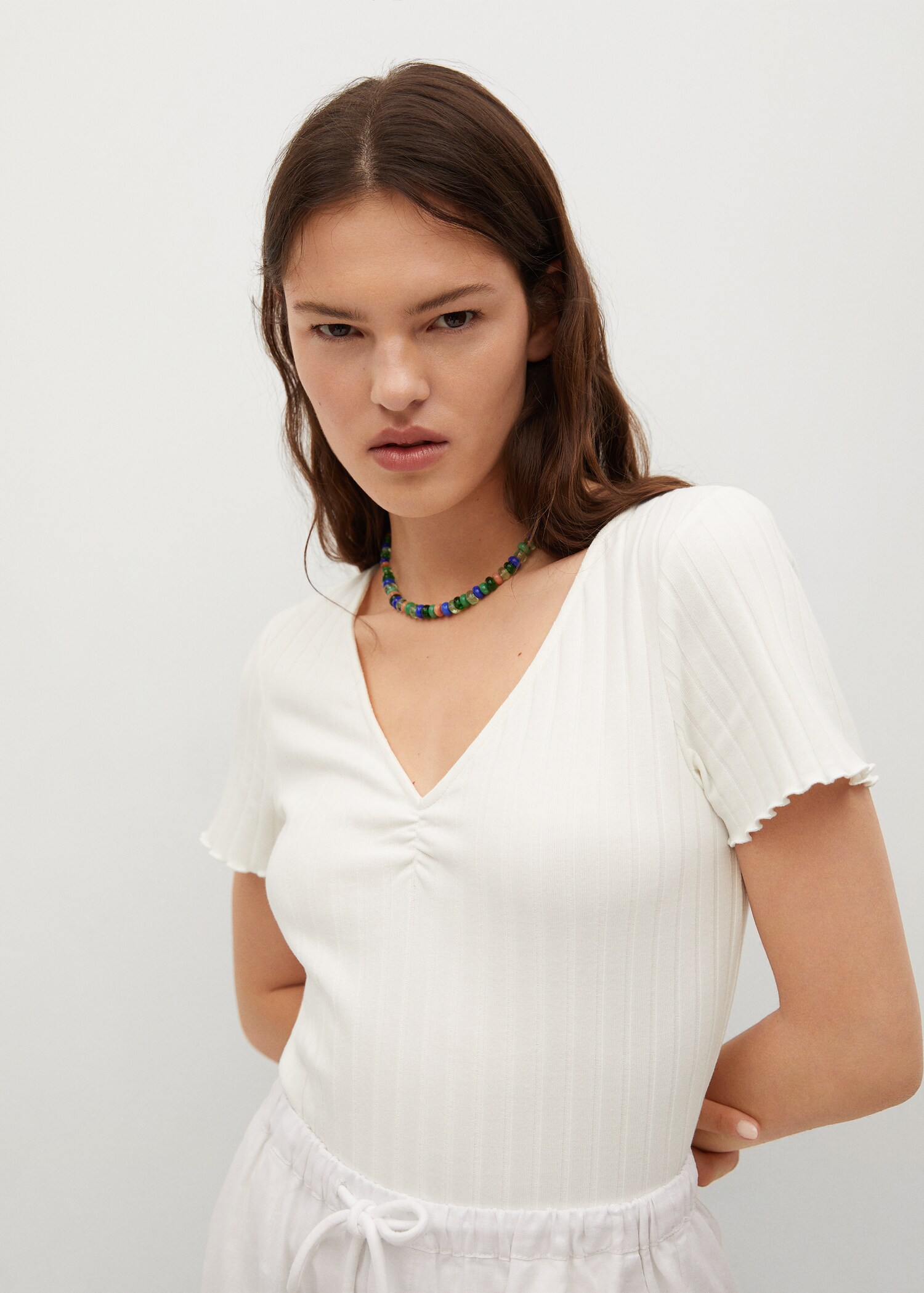 Gathered ribbed t-shirt - Medium plane