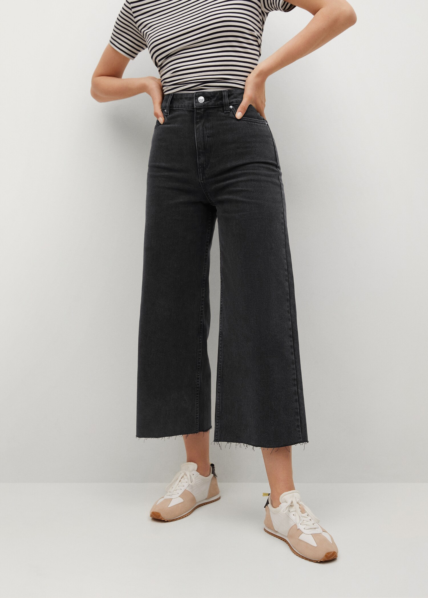 Jupe-culotte jean taille haute - Plan moyen