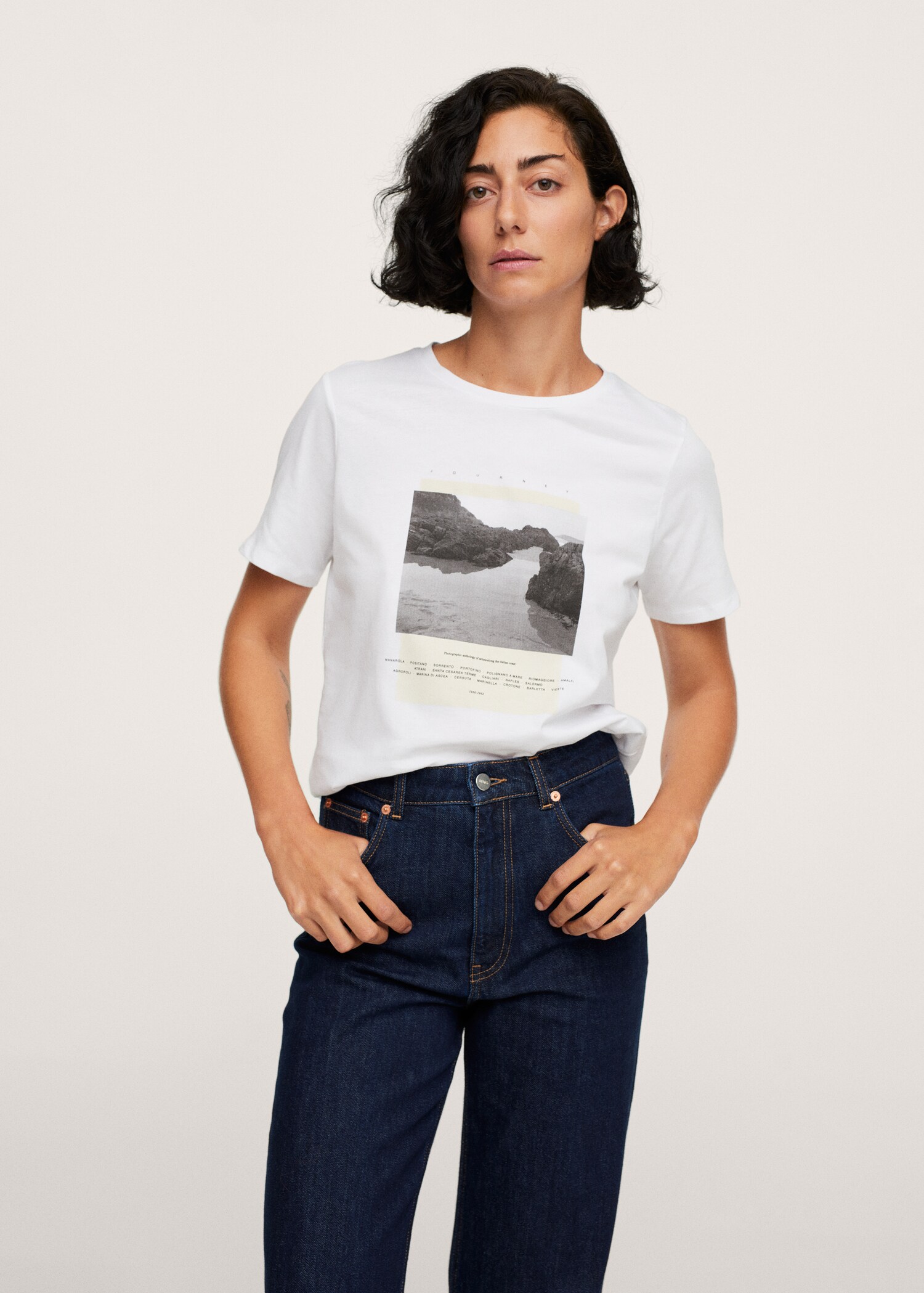 Printed cotton-blend T-shirt - Medium plane