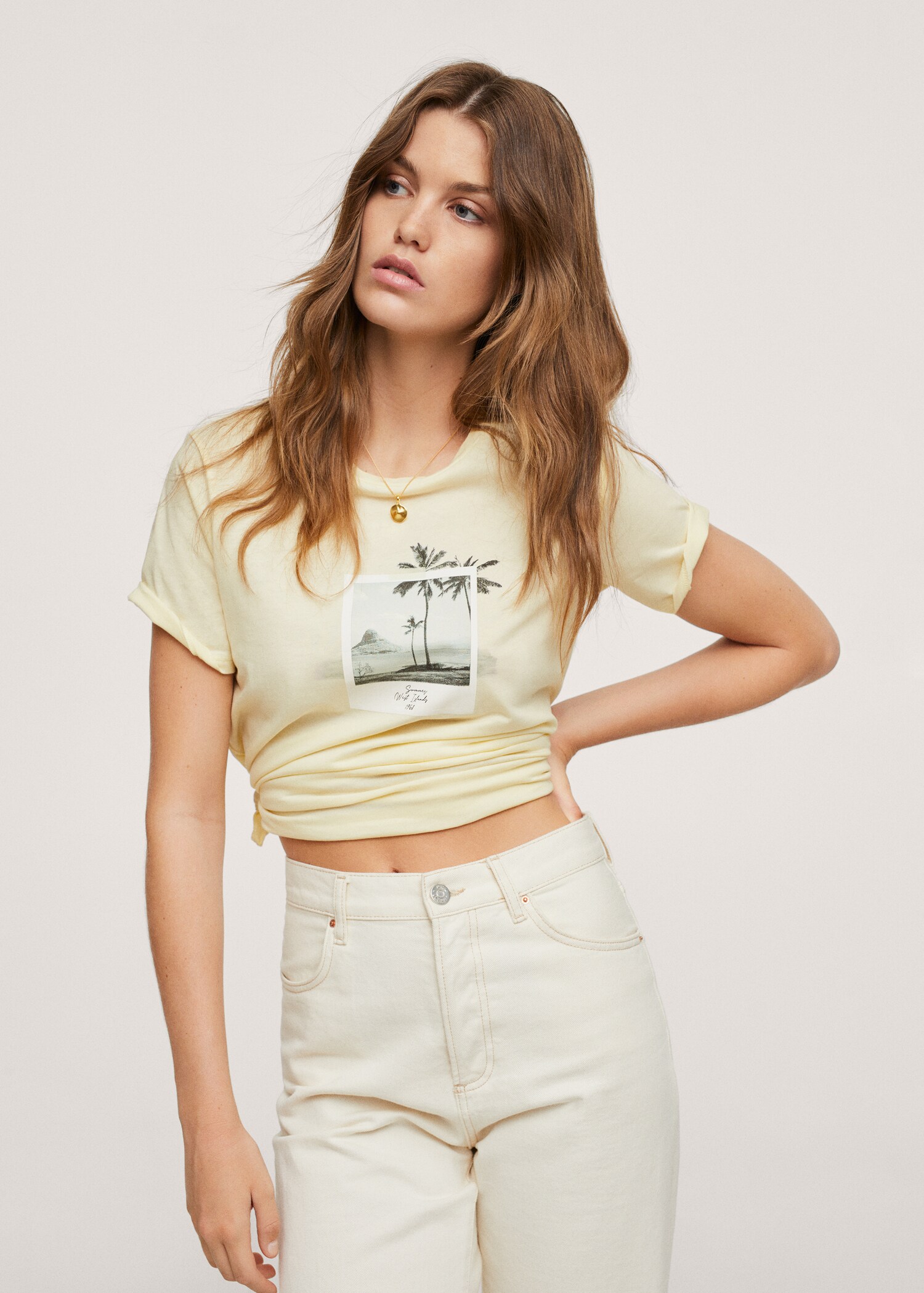 Printed cotton-blend T-shirt - Medium plane