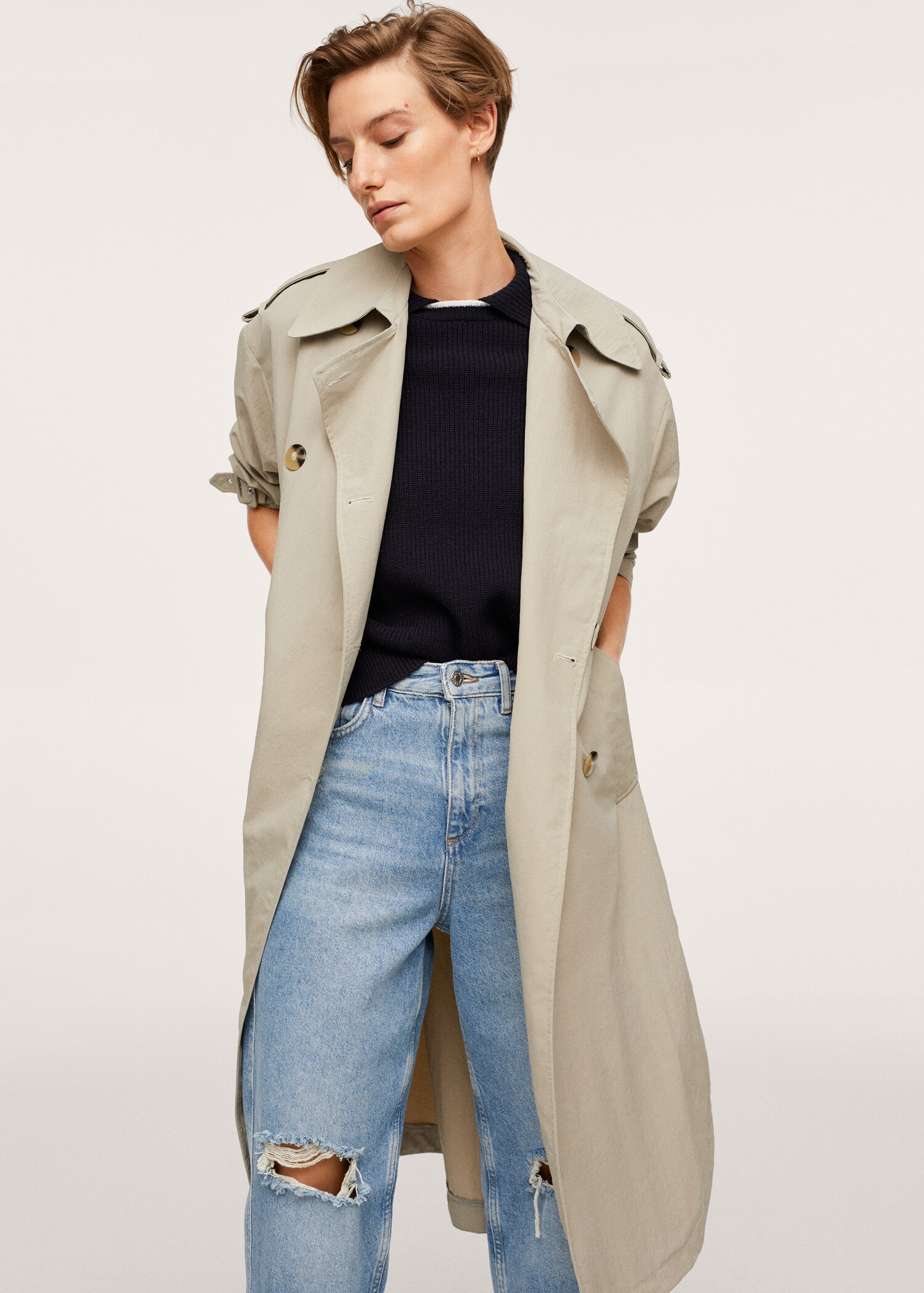 Gabardina larga water repellent - Plano medio