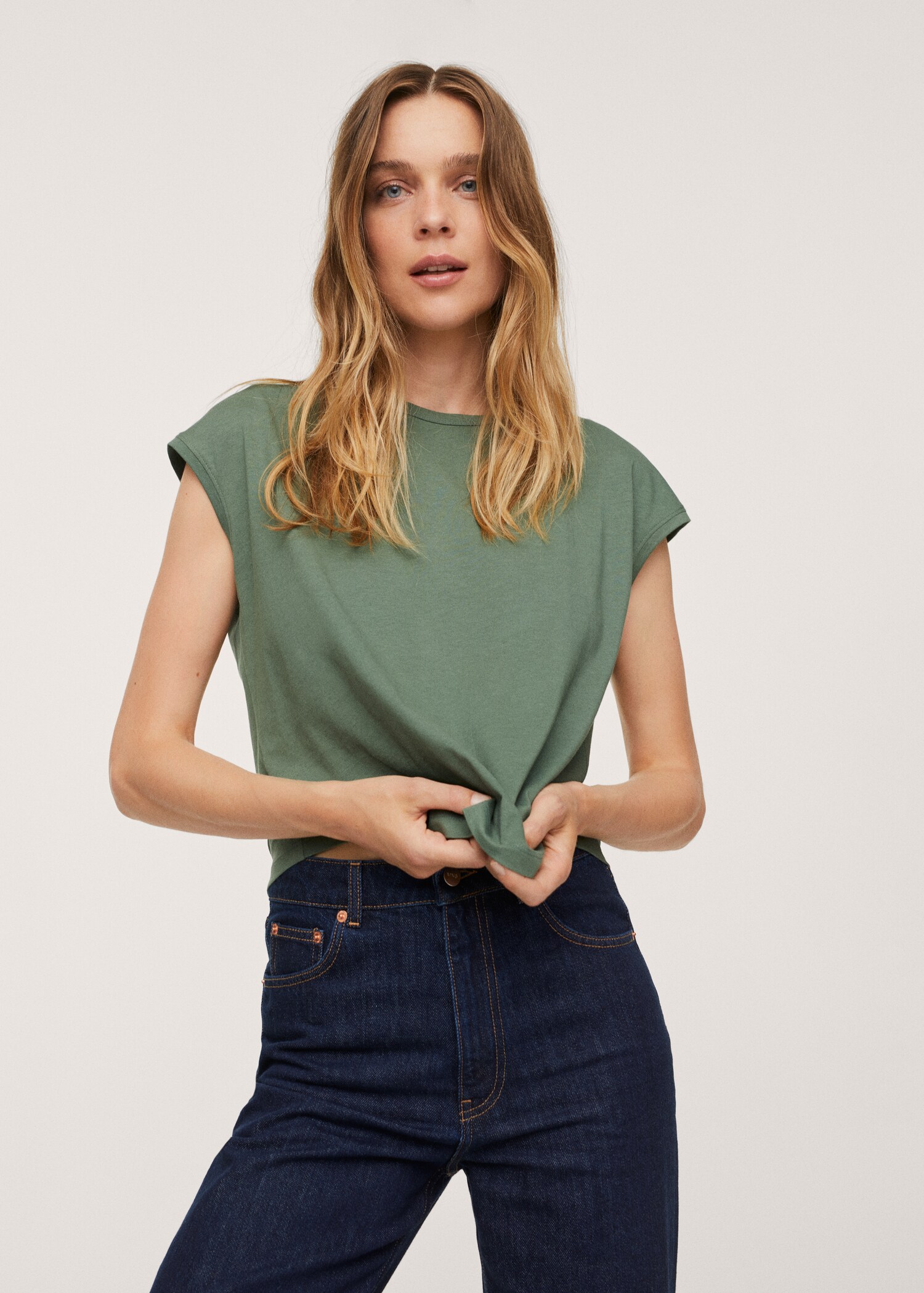 Camiseta algodón abertura espalda - Plano medio