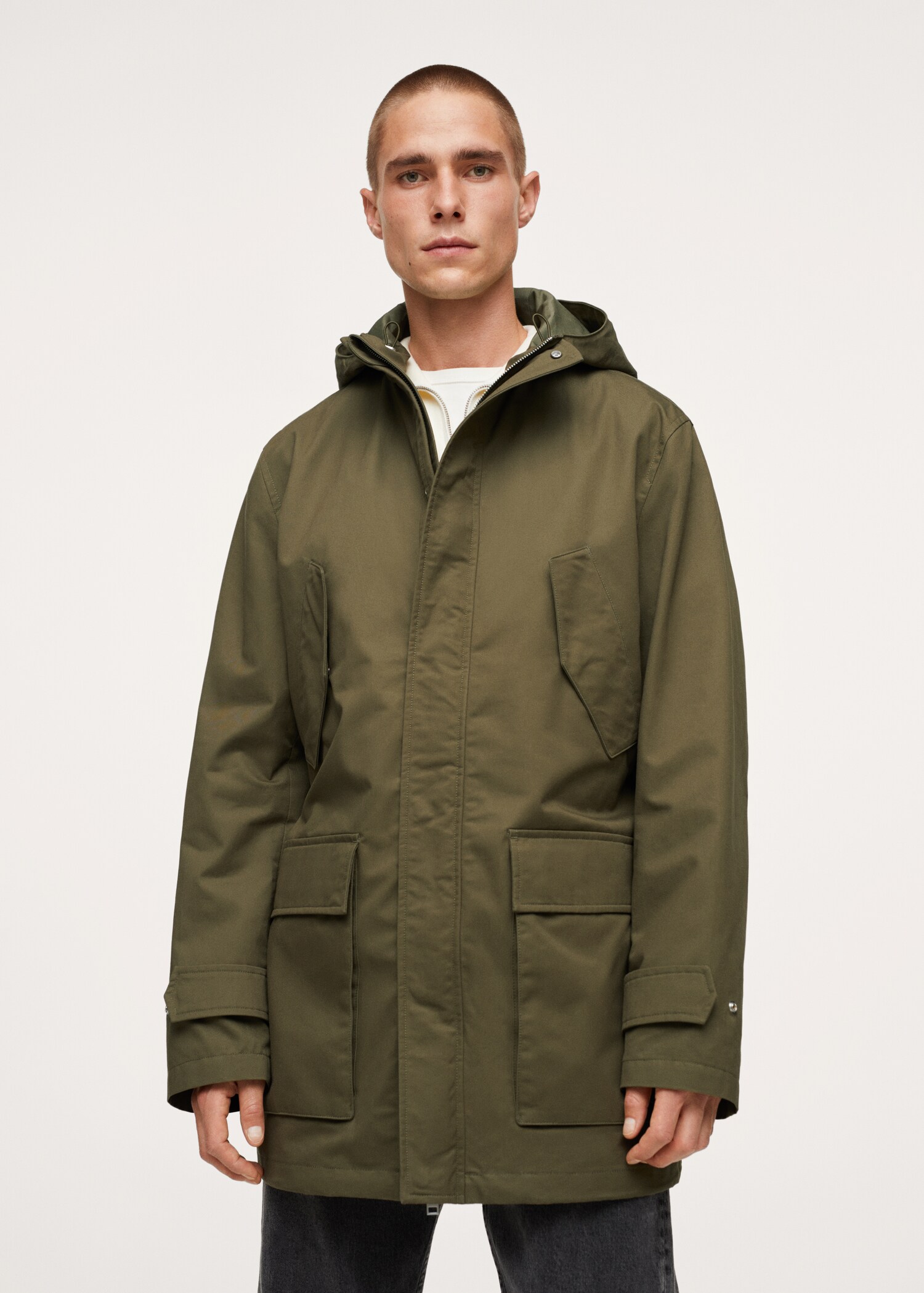 Baumwollparka mit Taschen - Mittlere Ansicht