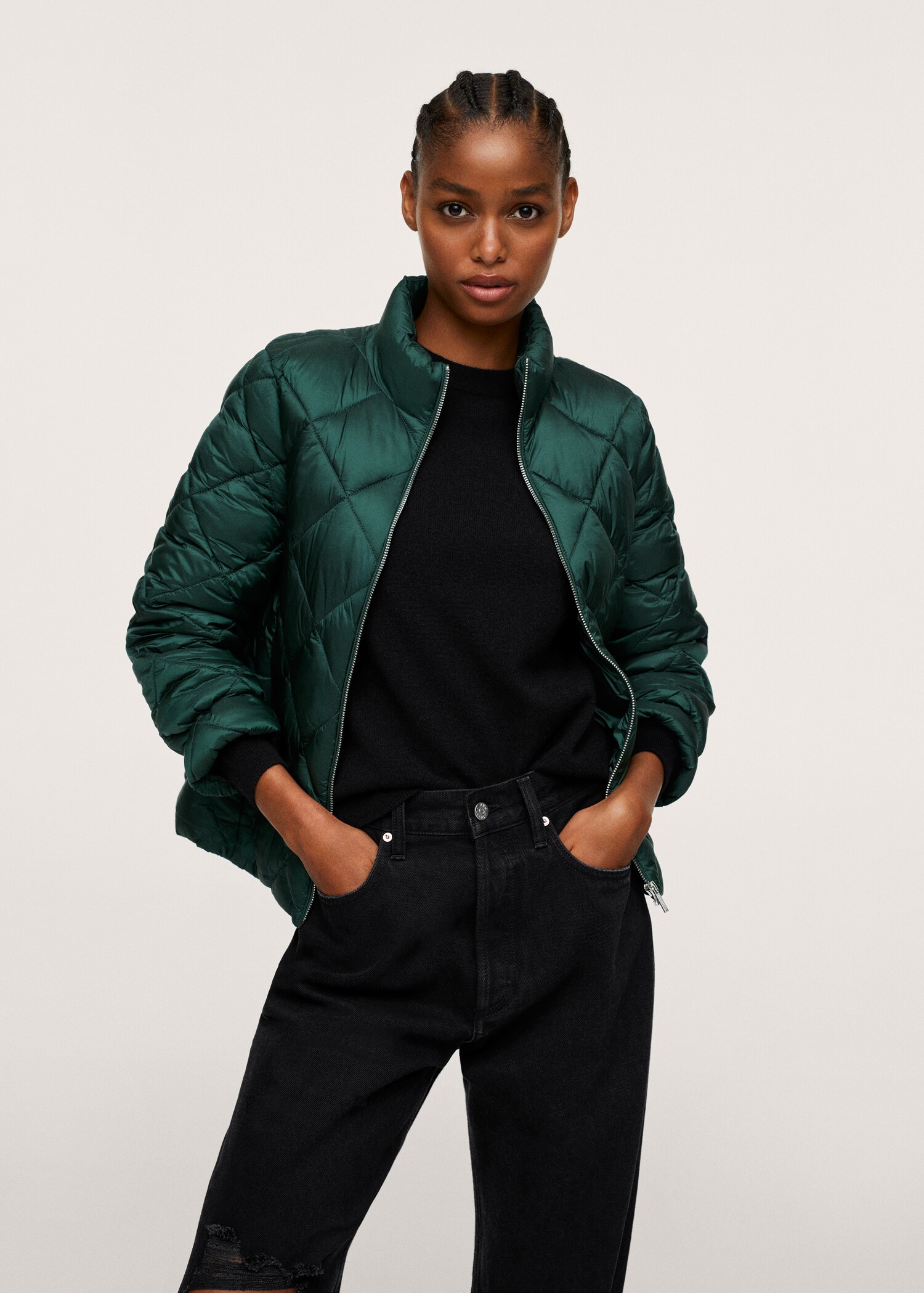 Anorak acolchado impermeable rombos - Plano medio