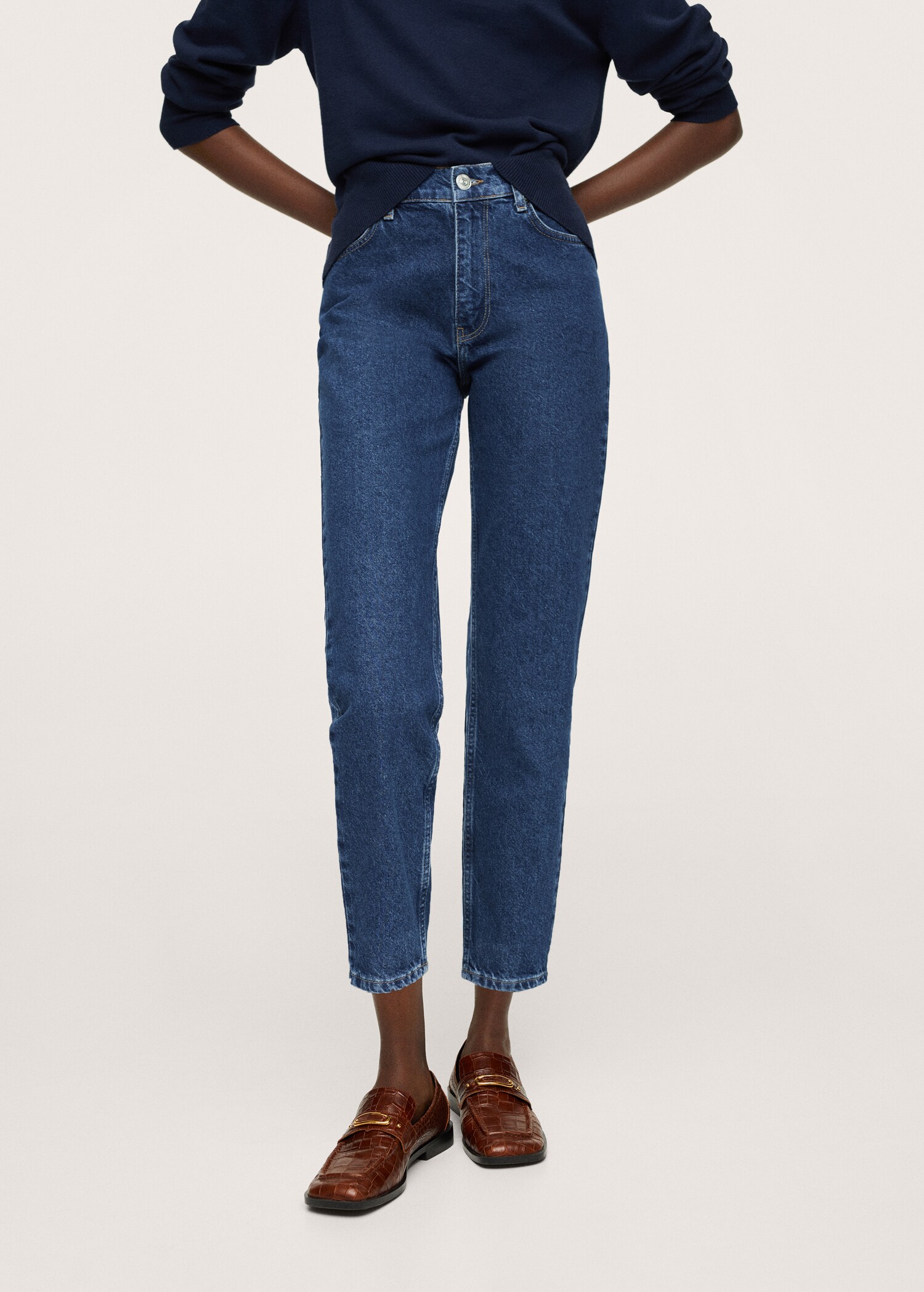 Mom 100% cotton Jeans - Medium plane