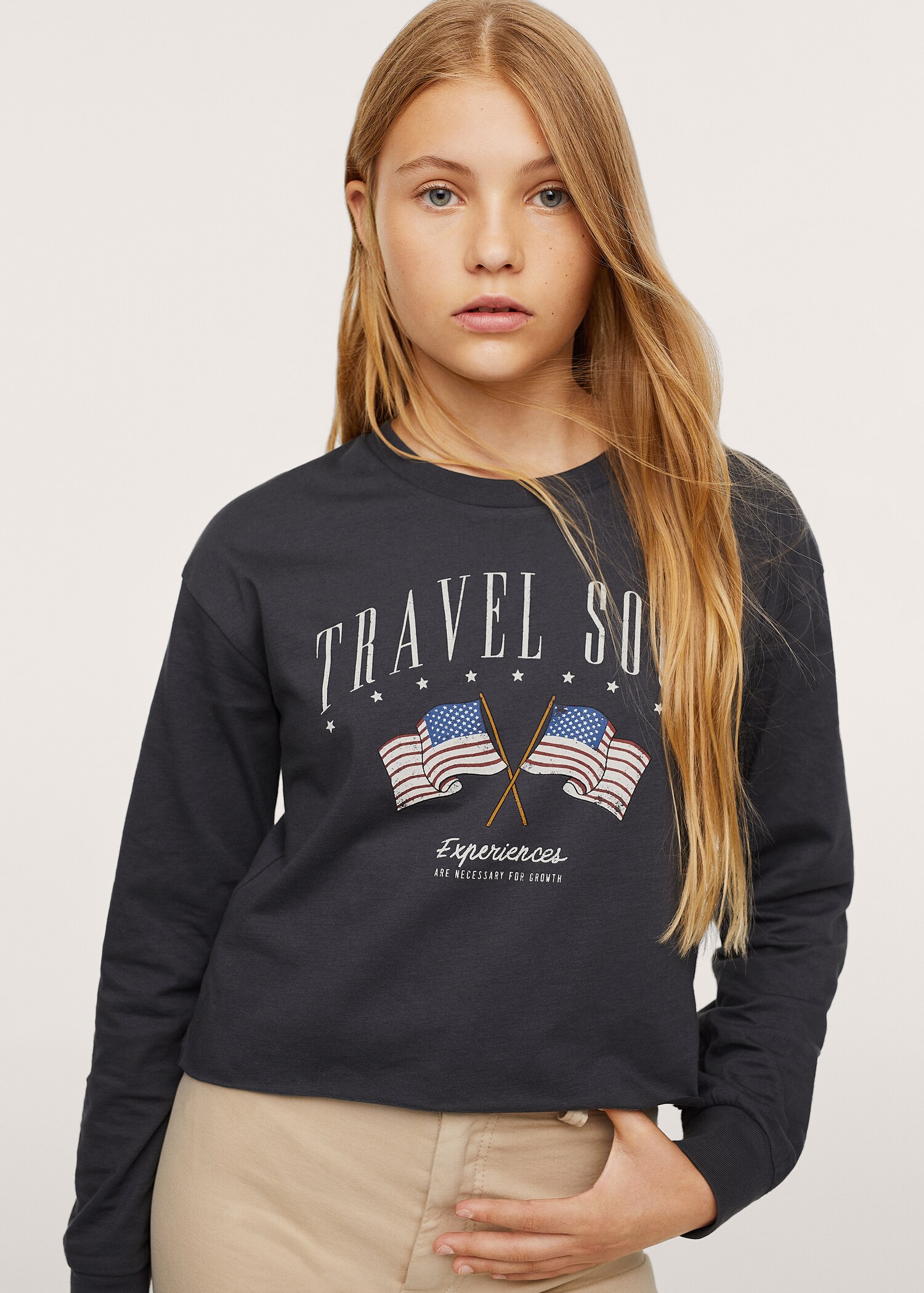 Camiseta manga larga estampada - Plano medio
