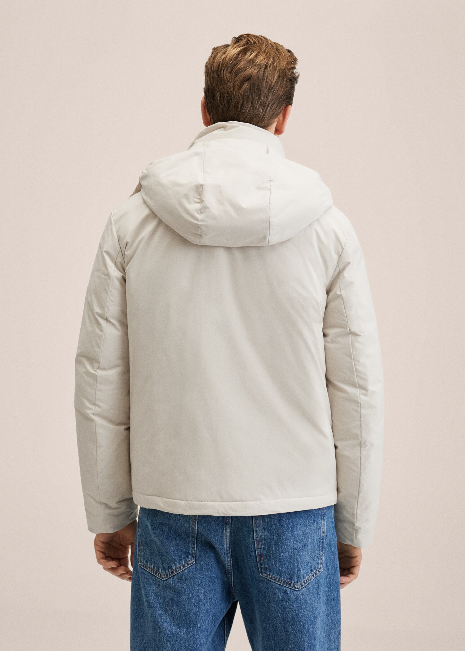 Detachable hood quilted coat - Reverse of the article