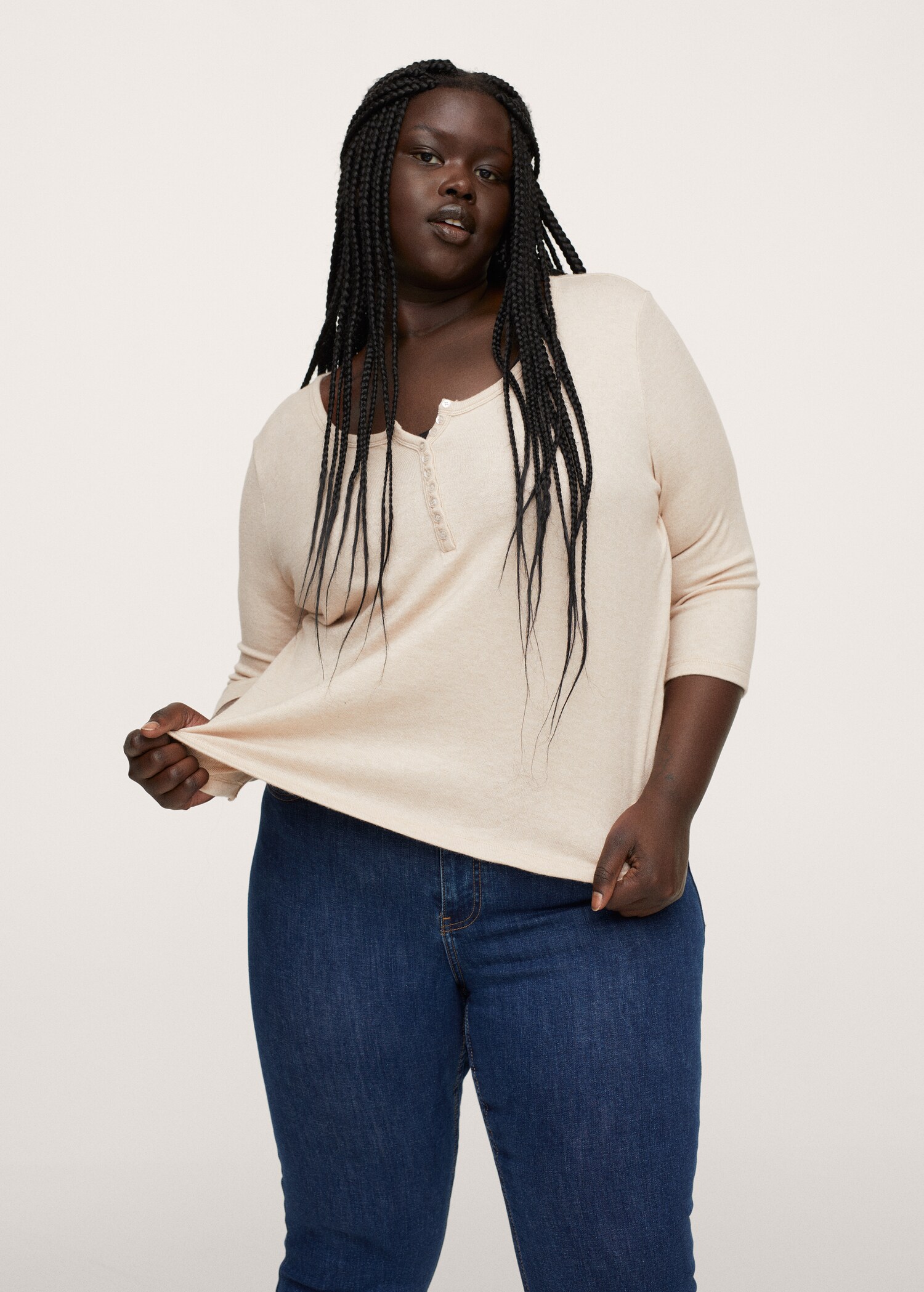 Buttoned long sleeve t-shirt - Medium plane