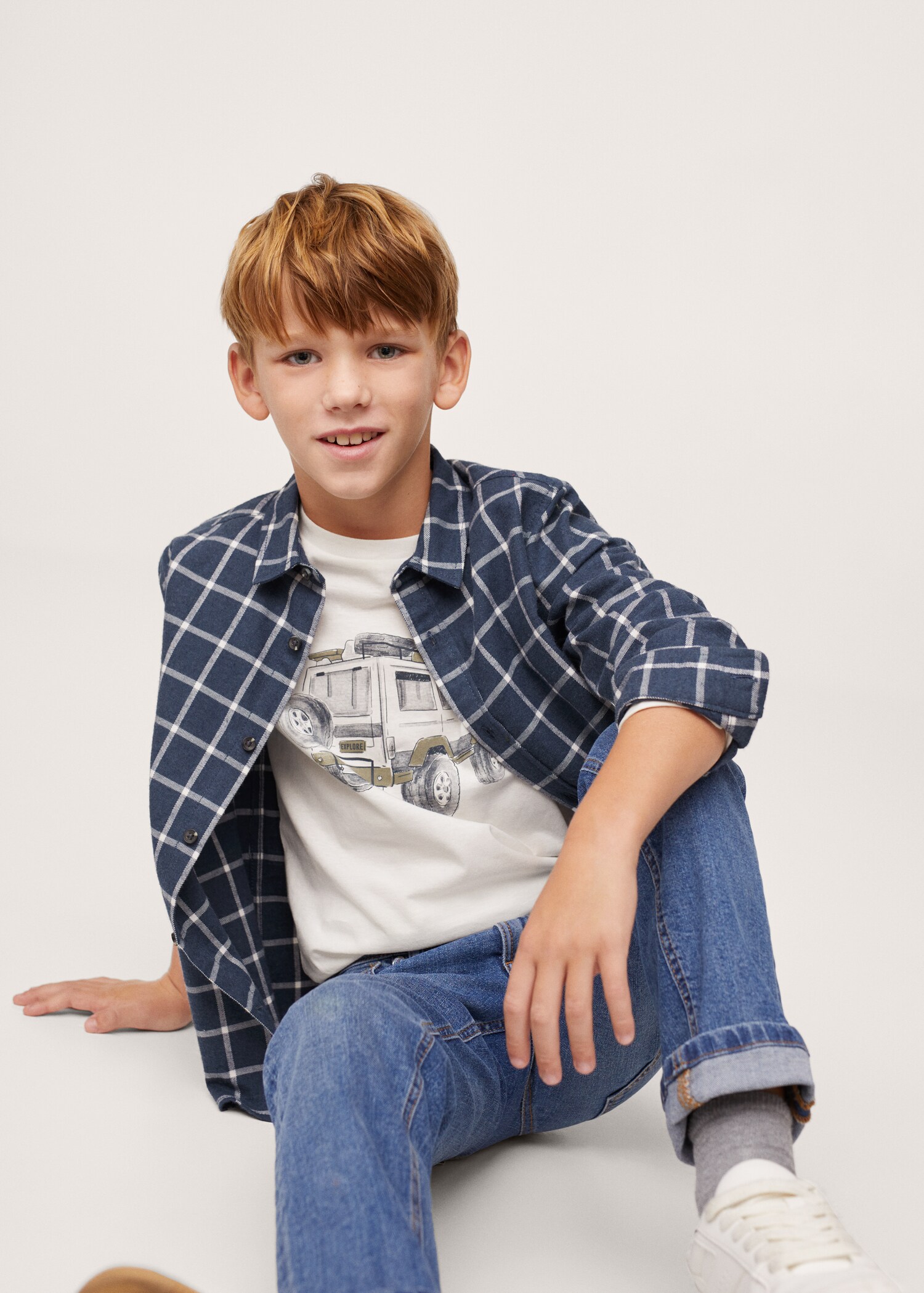 Camisa algodón cuadros - Plano medio