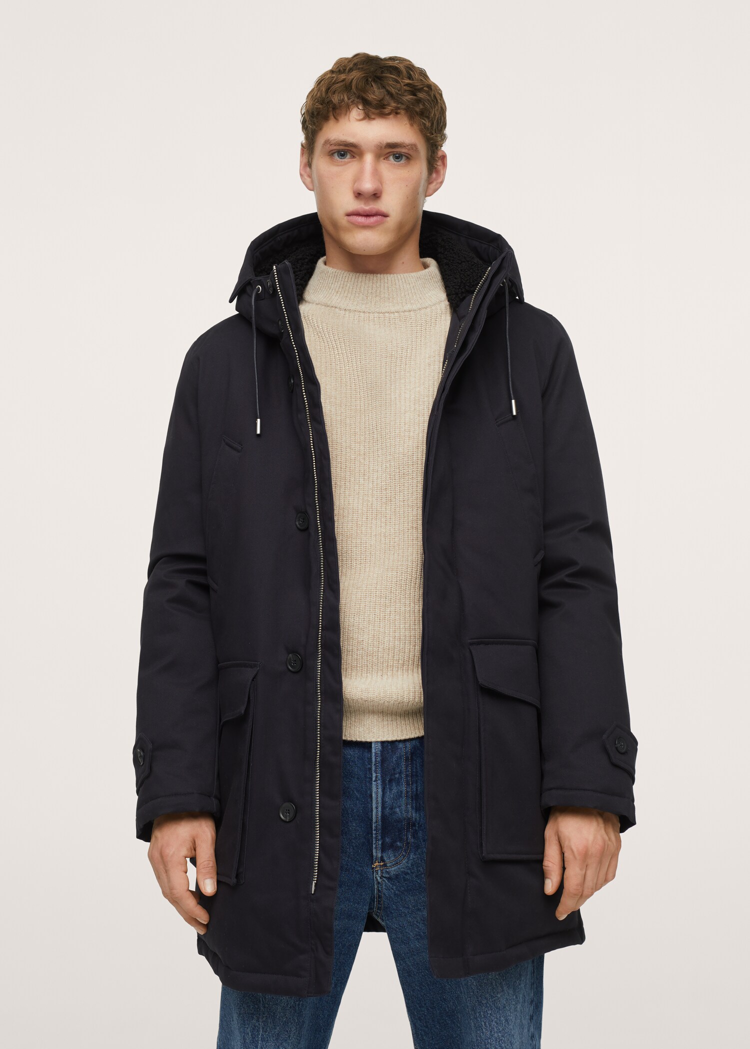 Parka acolchada multibolsillos - Plano medio