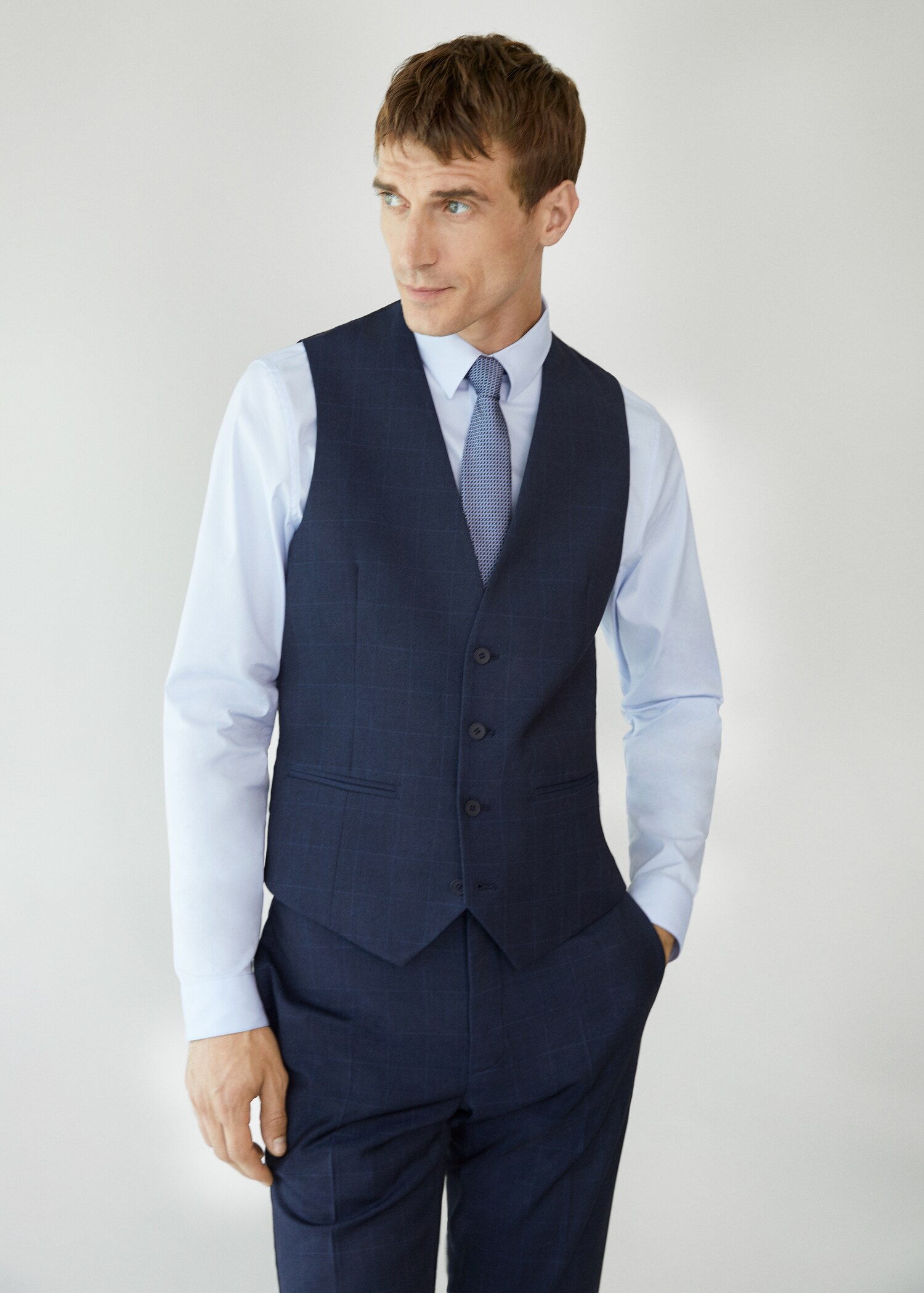 Super slim-fit check suit waistcoat - Medium plane