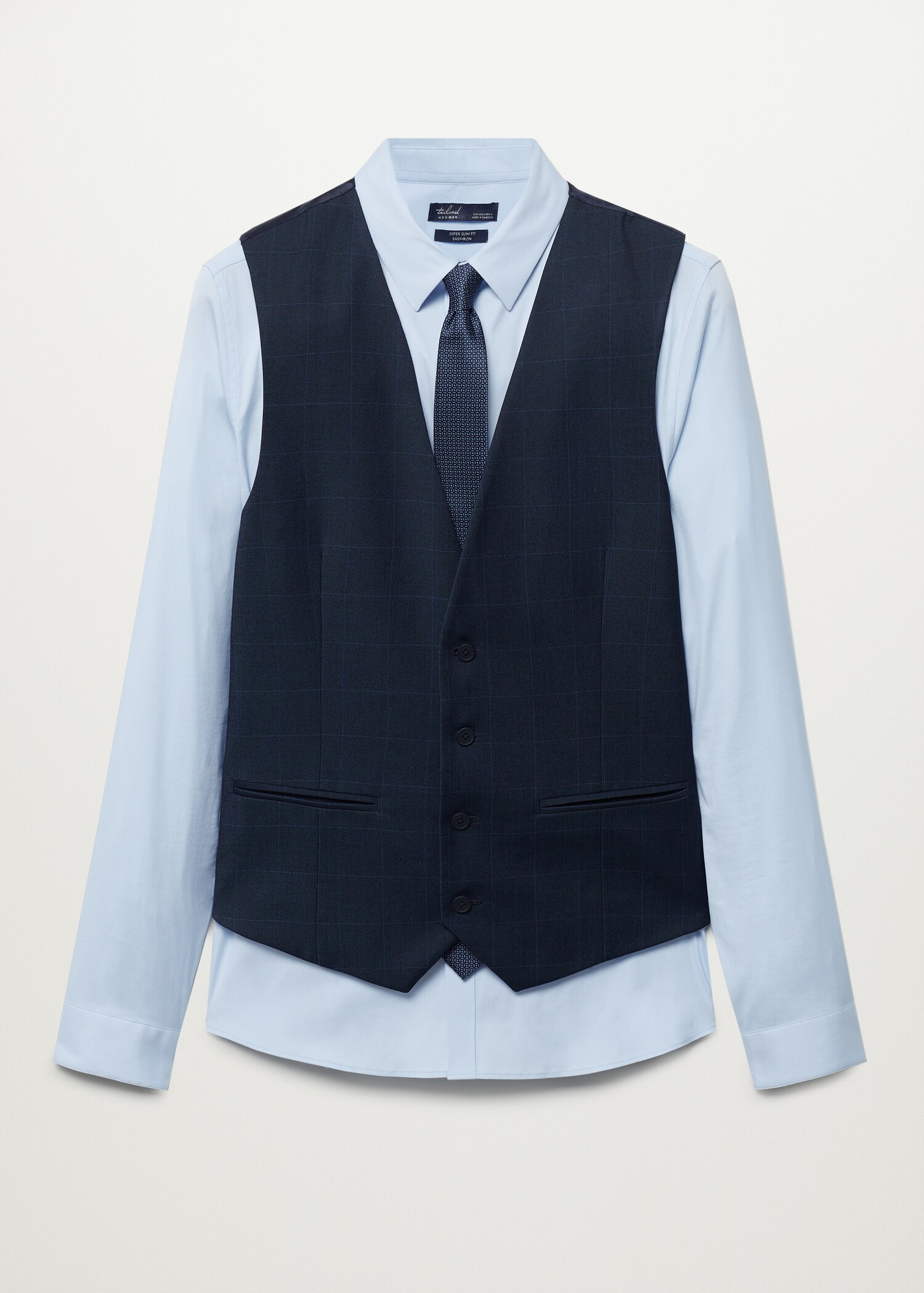 Super slim-fit check suit waistcoat - Article without model