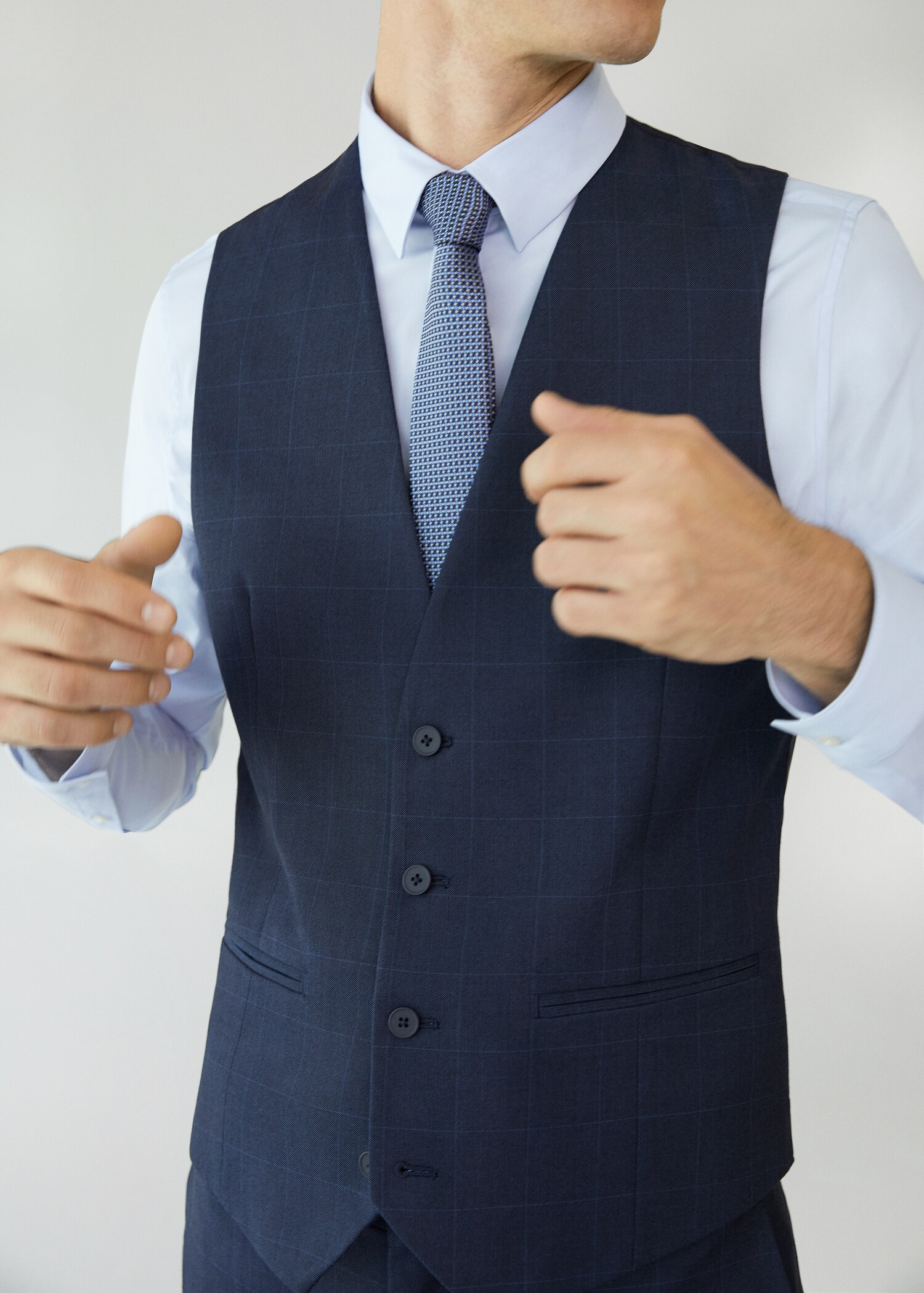Super slim-fit check suit waistcoat - Details of the article 1