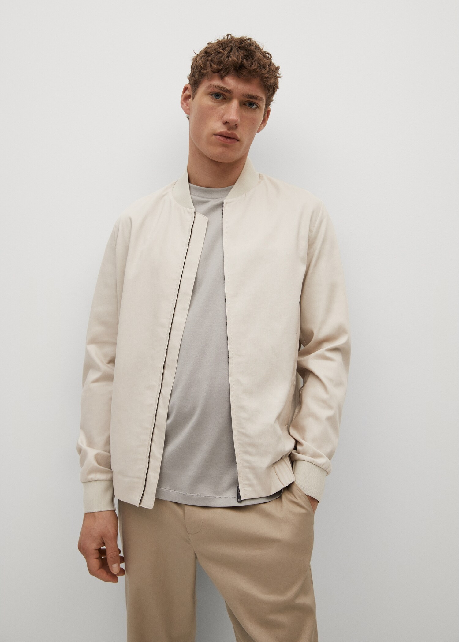 Bunda bomber len a tencel - Náhled ve středové rovině