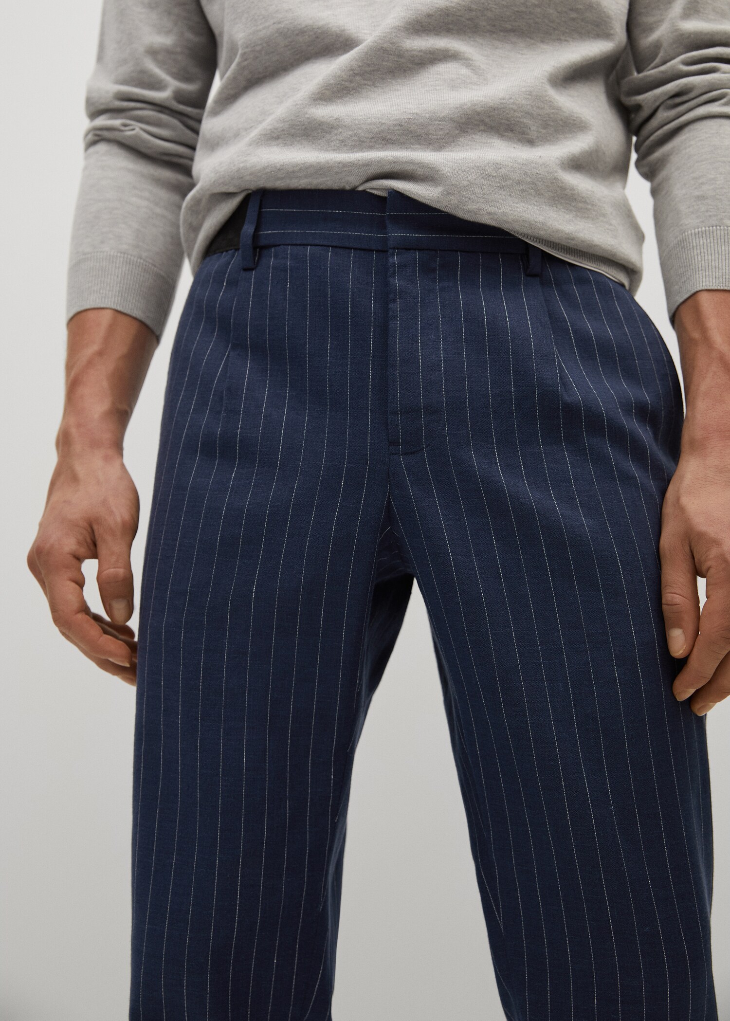 Pantalón lino slim fit rayas - Detalle del artículo 1