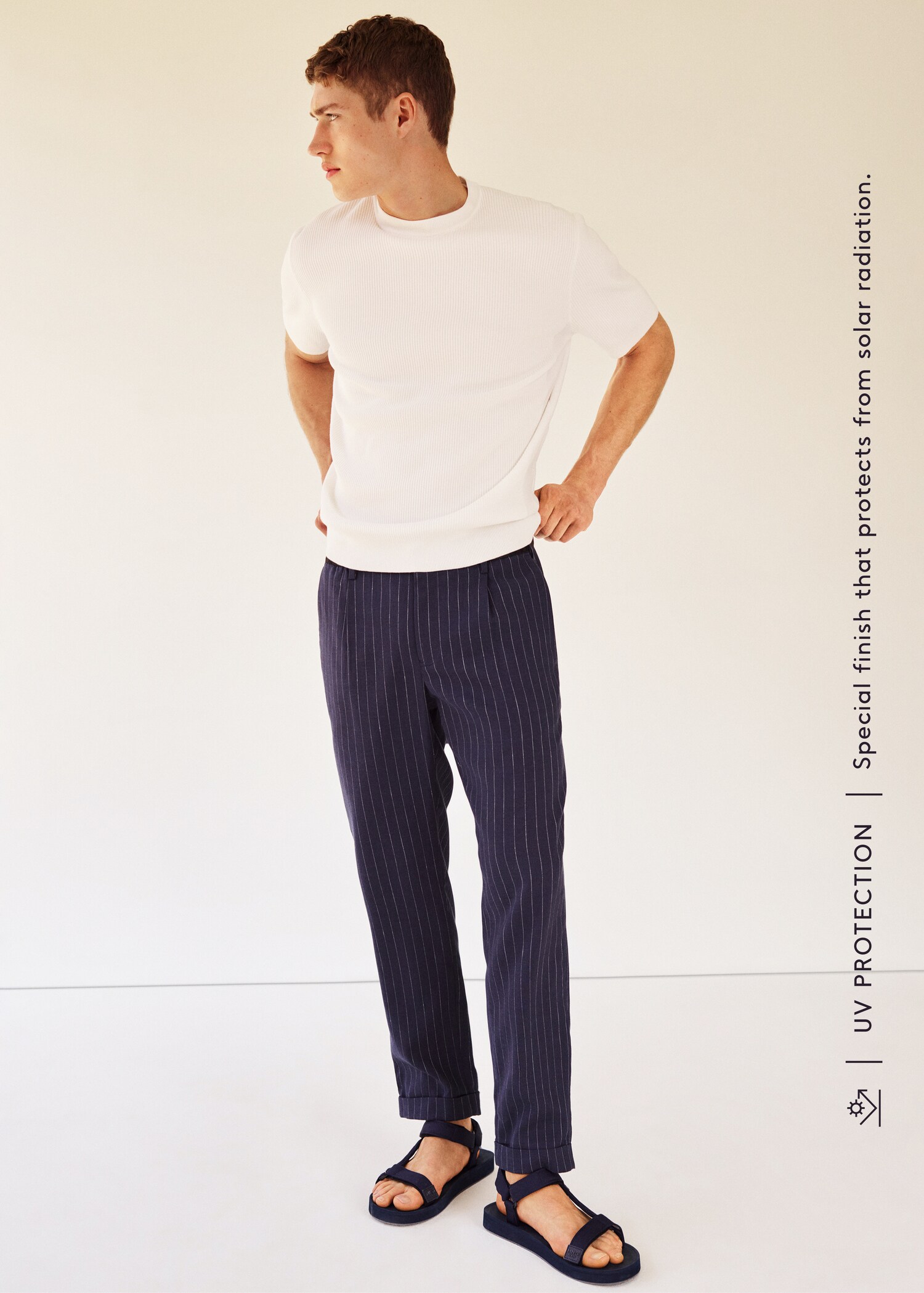 Pantalón lino slim fit rayas - Detalle del artículo 5