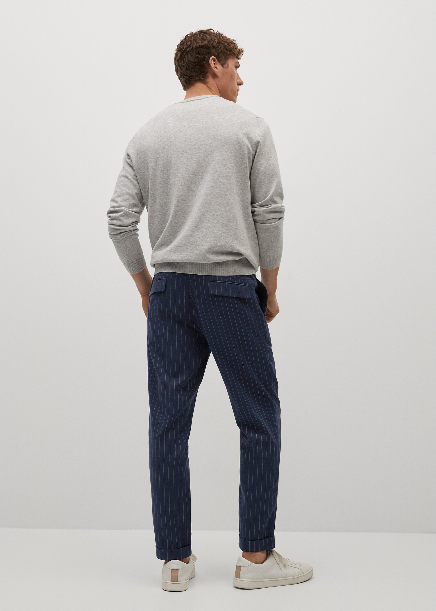 Pantalón lino slim fit rayas - Reverso del artículo