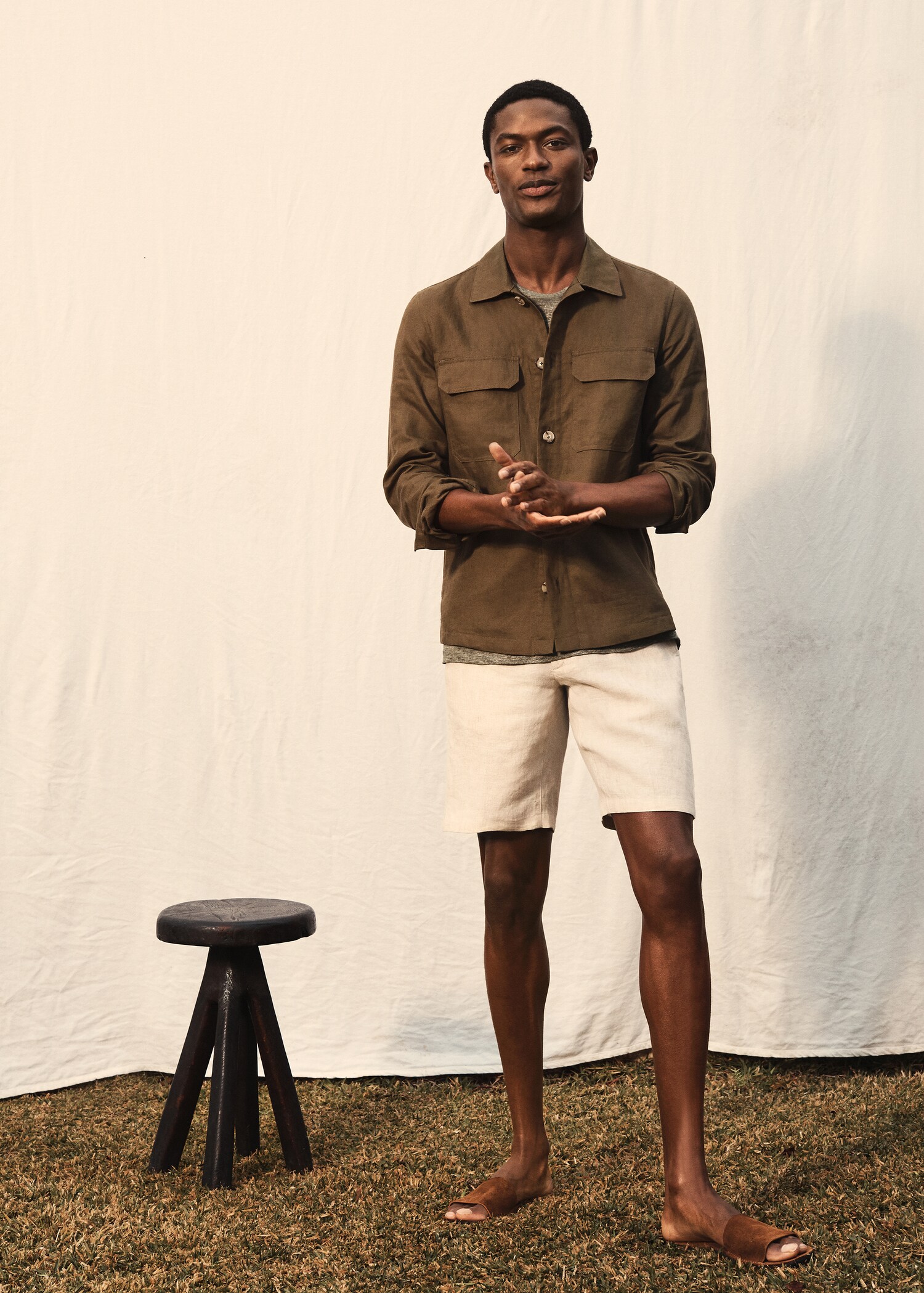 100% linen shorts - Details of the article 5