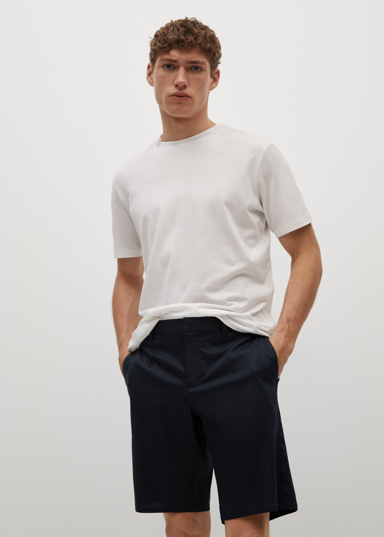 Linen lyocell chino shorts - Medium plane