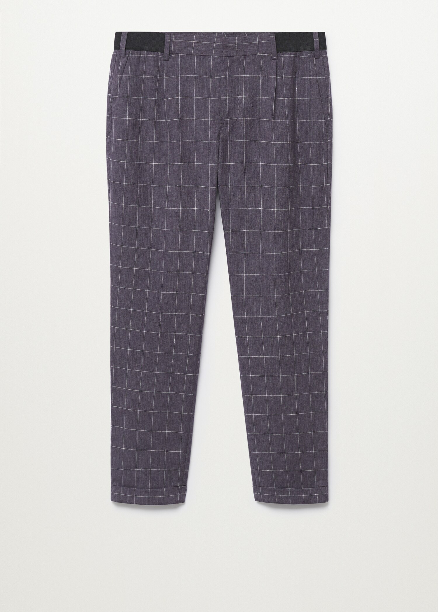 Lněné kalhoty slim fit s kostkou - Zboží bez modelu