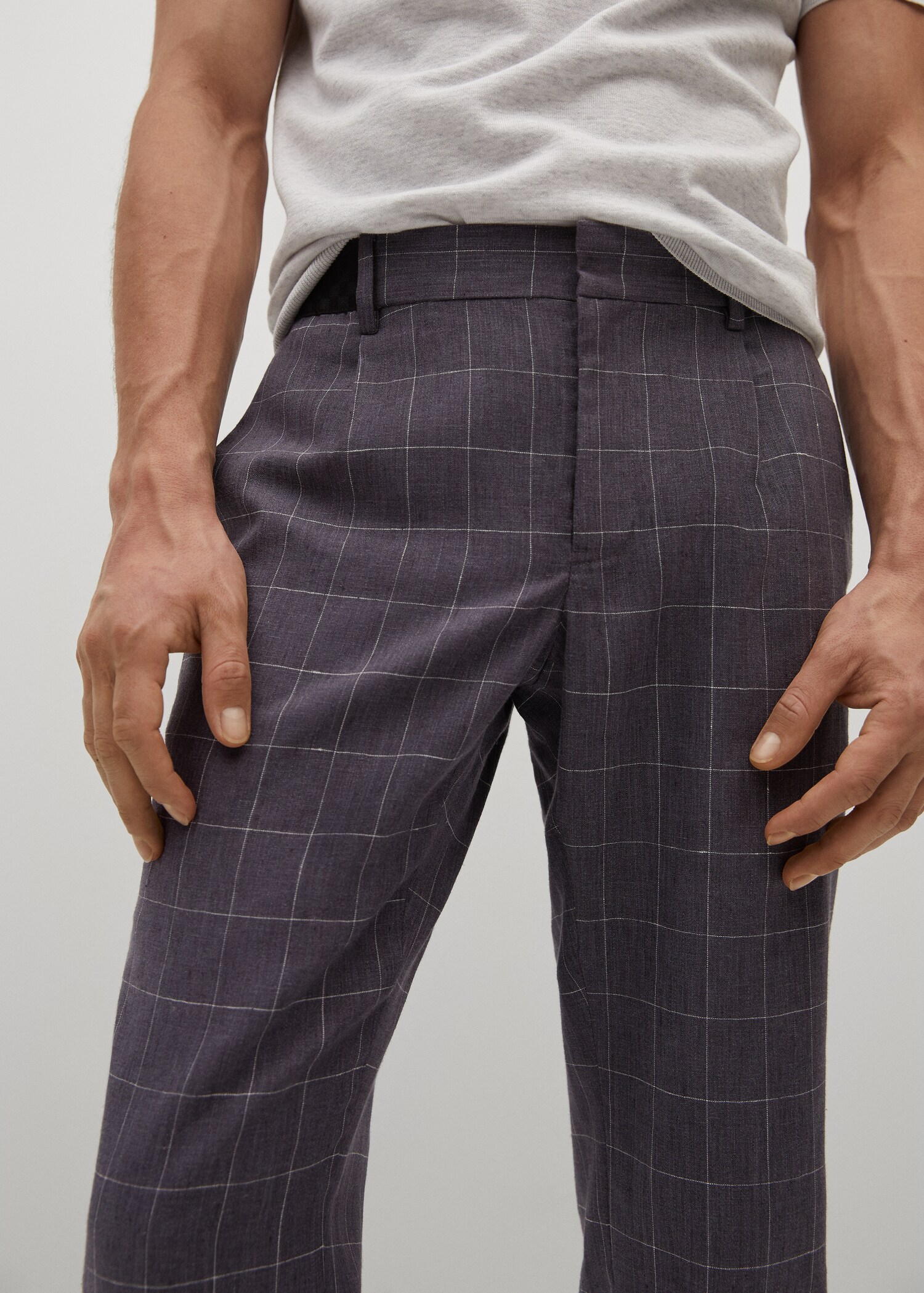 Lněné kalhoty slim fit s kostkou - Detail zboží 1