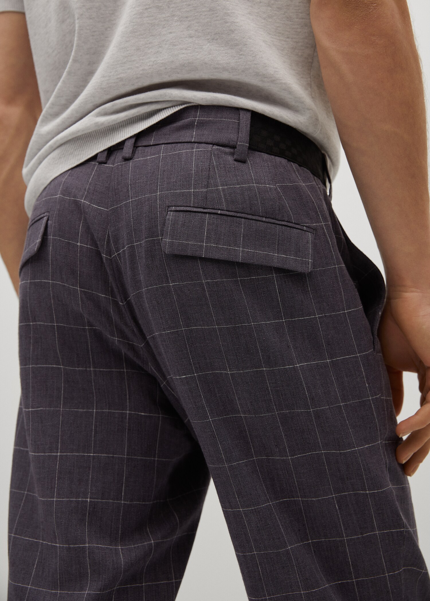 Lněné kalhoty slim fit s kostkou - Detail zboží 3