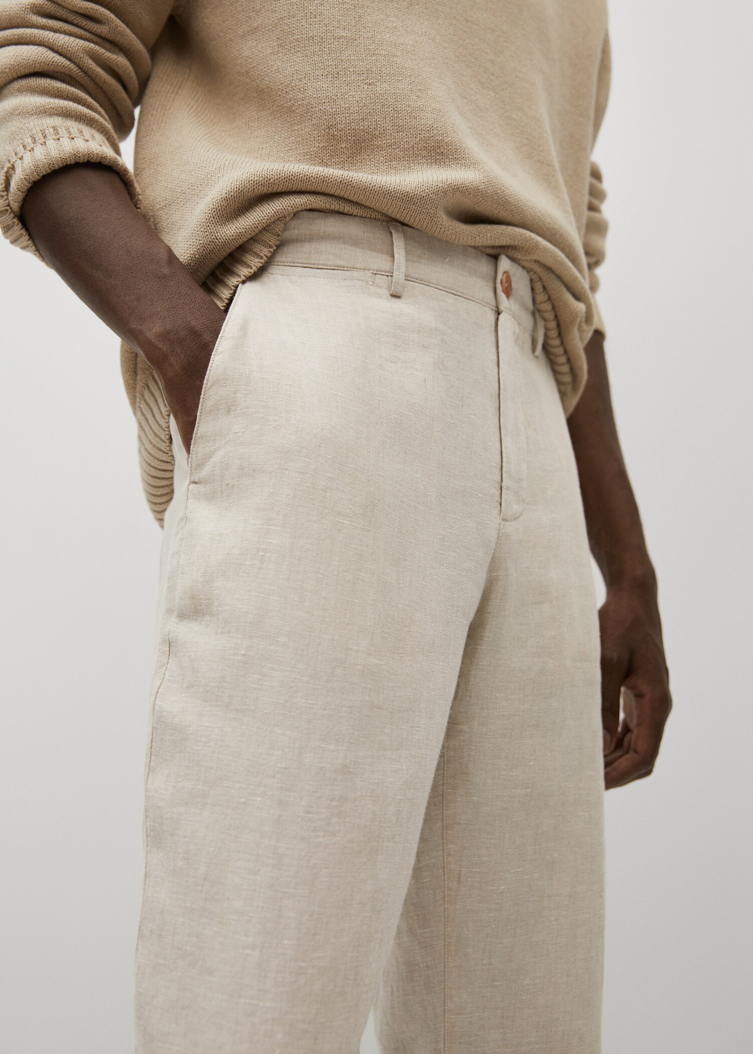 Lněné kalhoty slim fit - Detail zboží 2