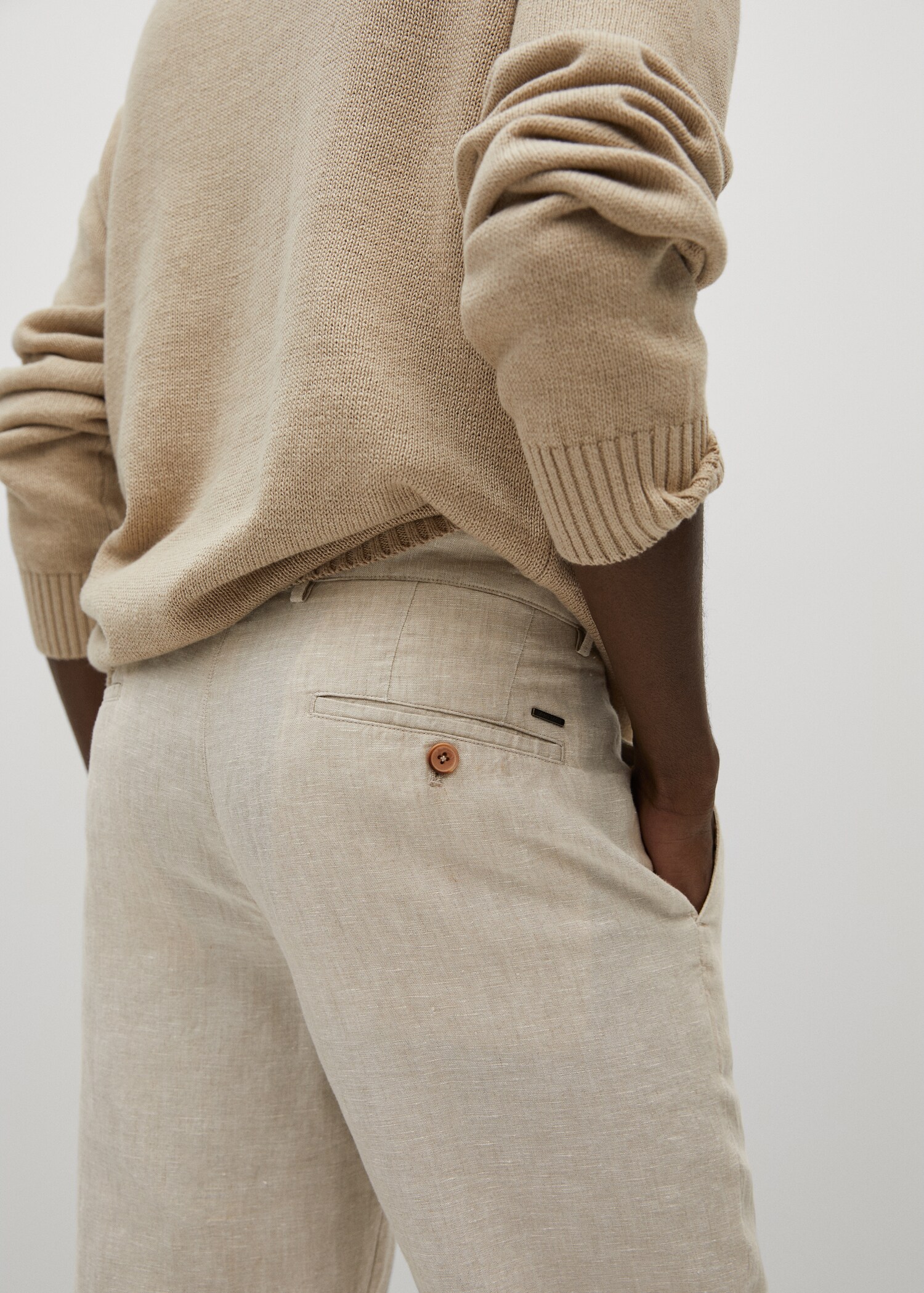 Lněné kalhoty slim fit - Detail zboží 3