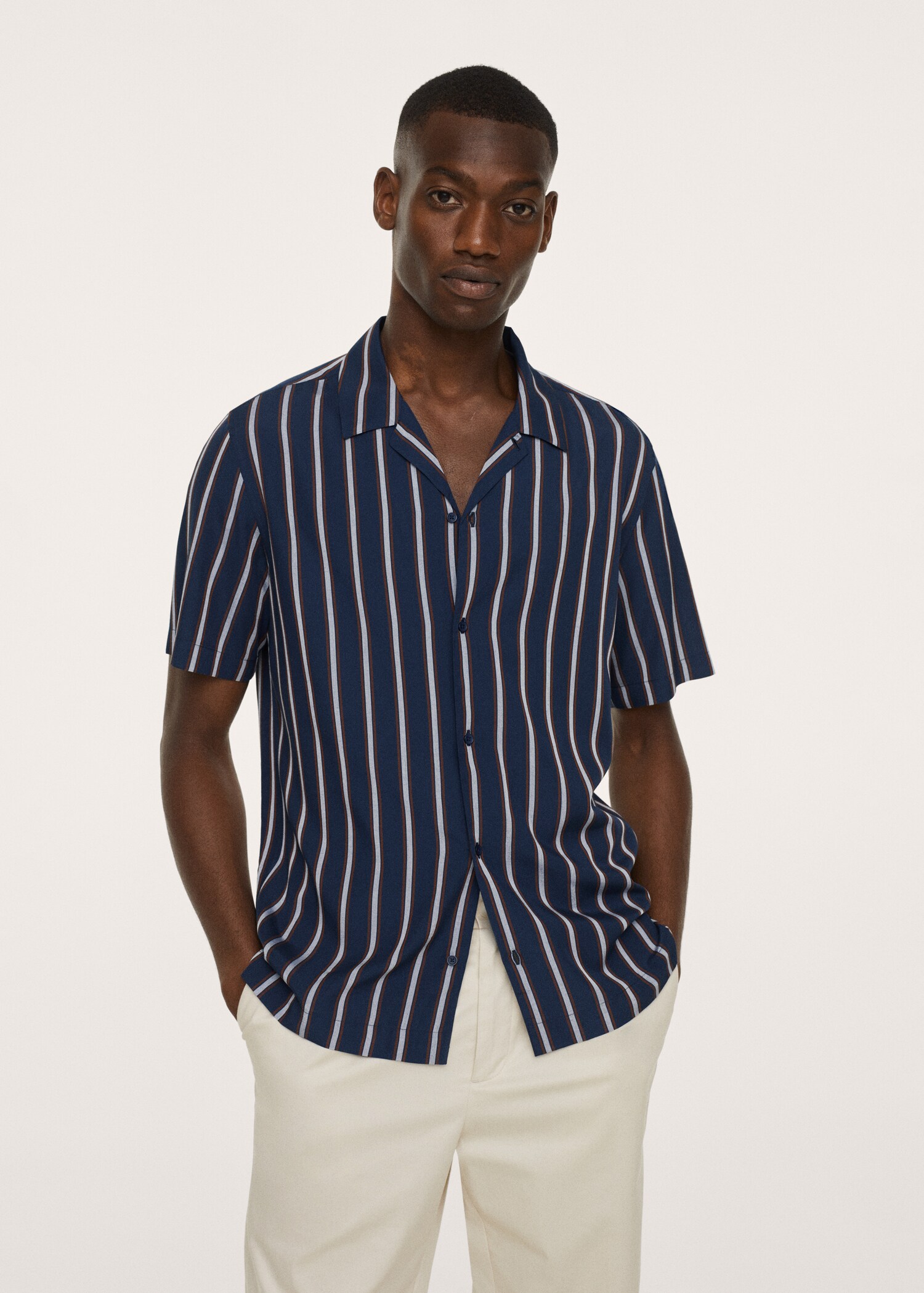 Striped bowling fluid shirt - Medium plane