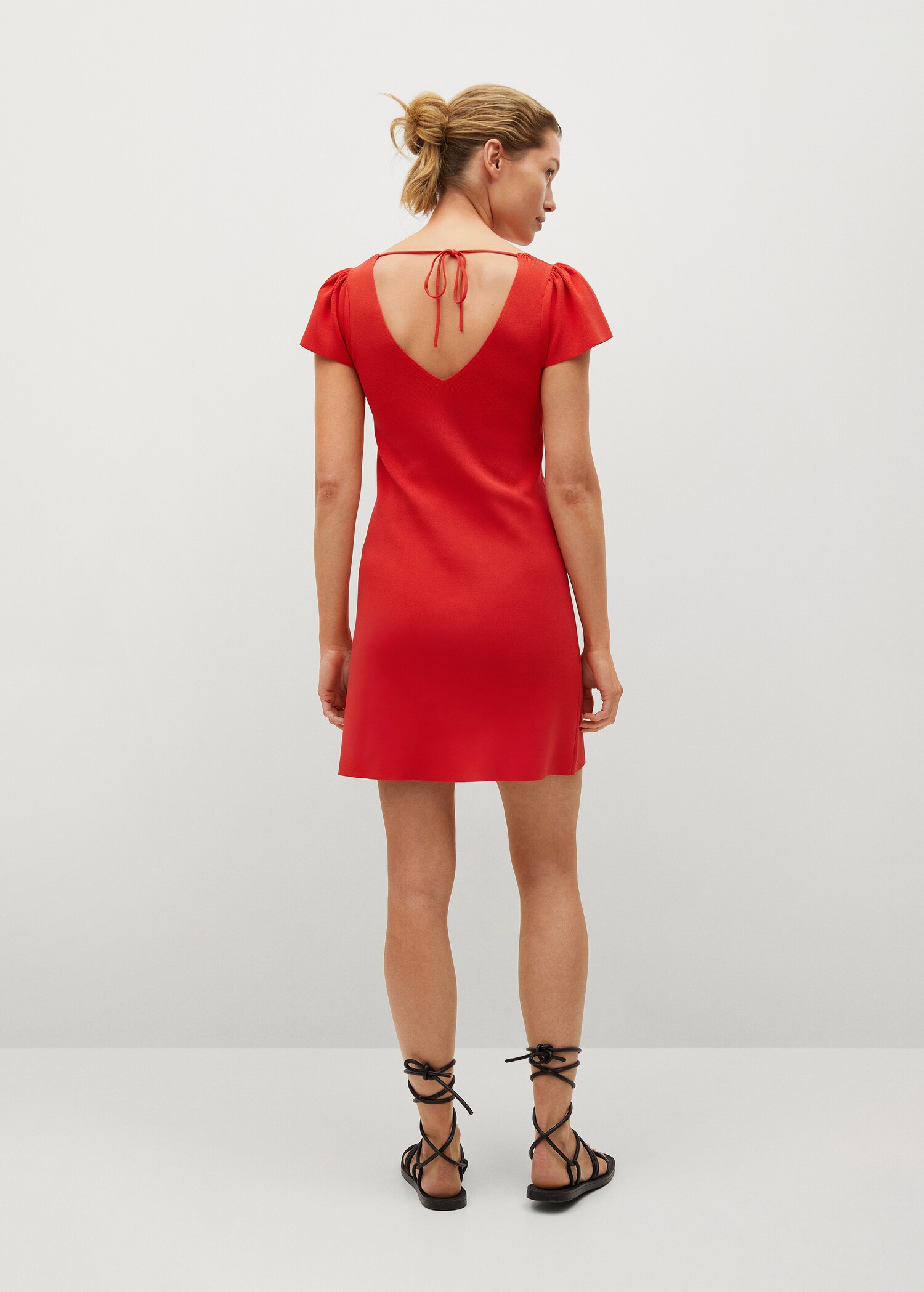 Vestido punto manga fruncida - Reverso del artículo