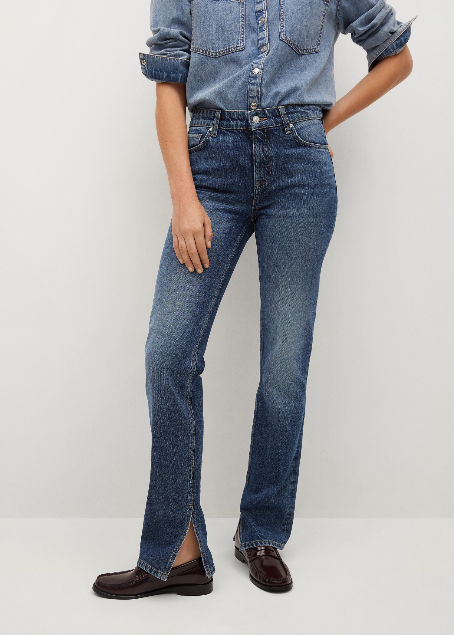 Side slit slim jeans - Medium plane