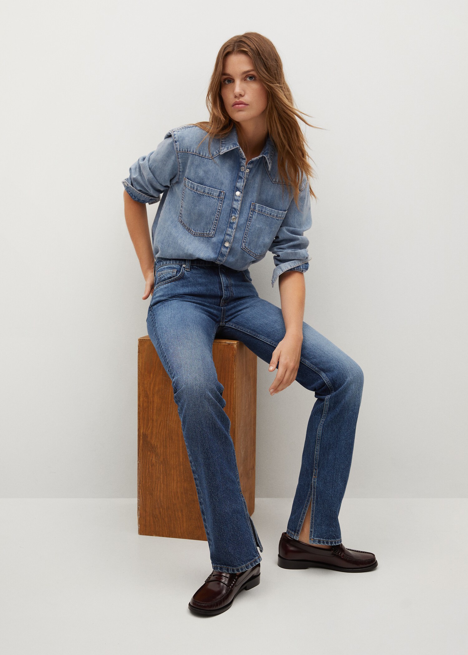 Side slit slim jeans - Details of the article 3