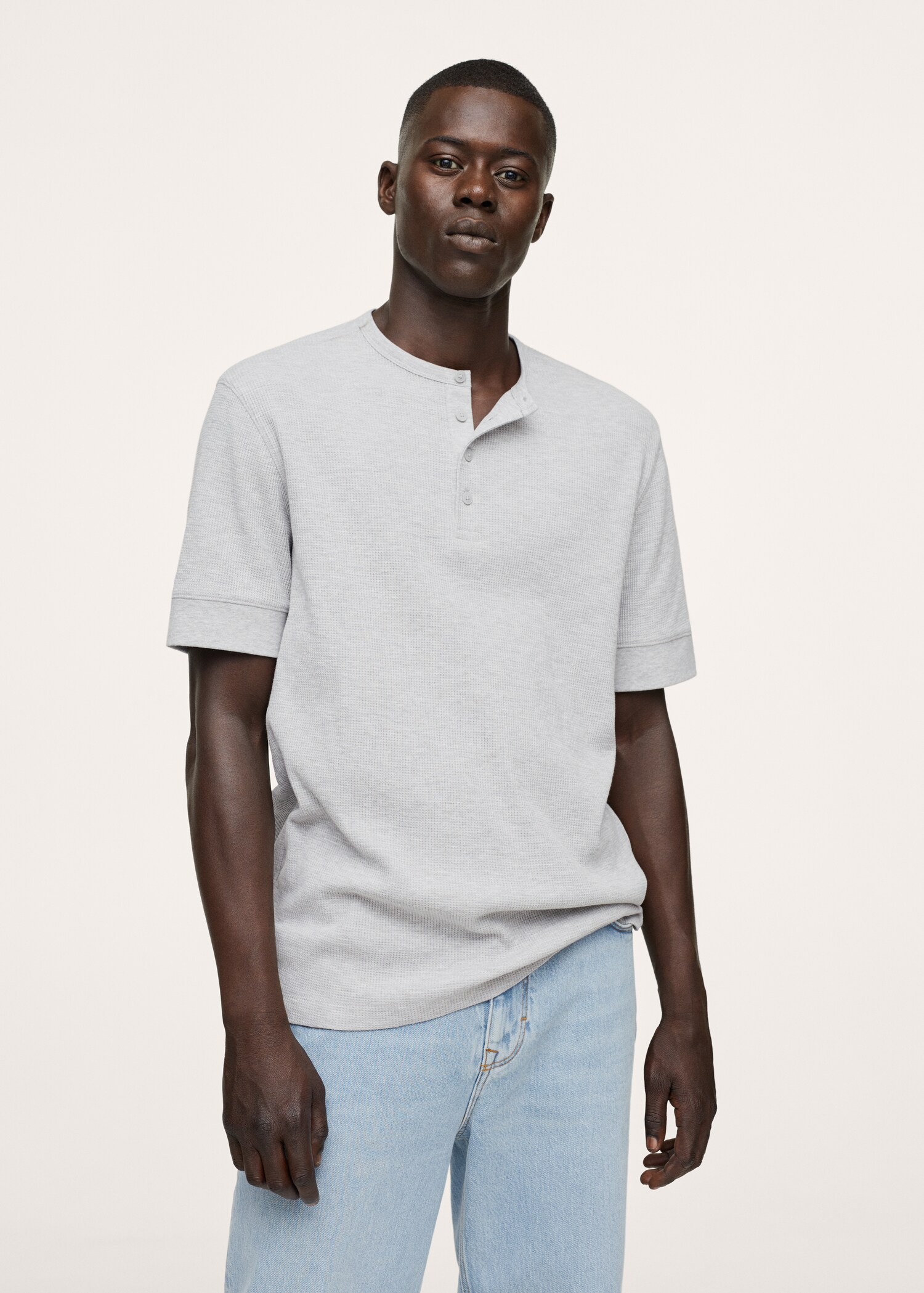Henleyshirt aus Strick - Mittlere Ansicht