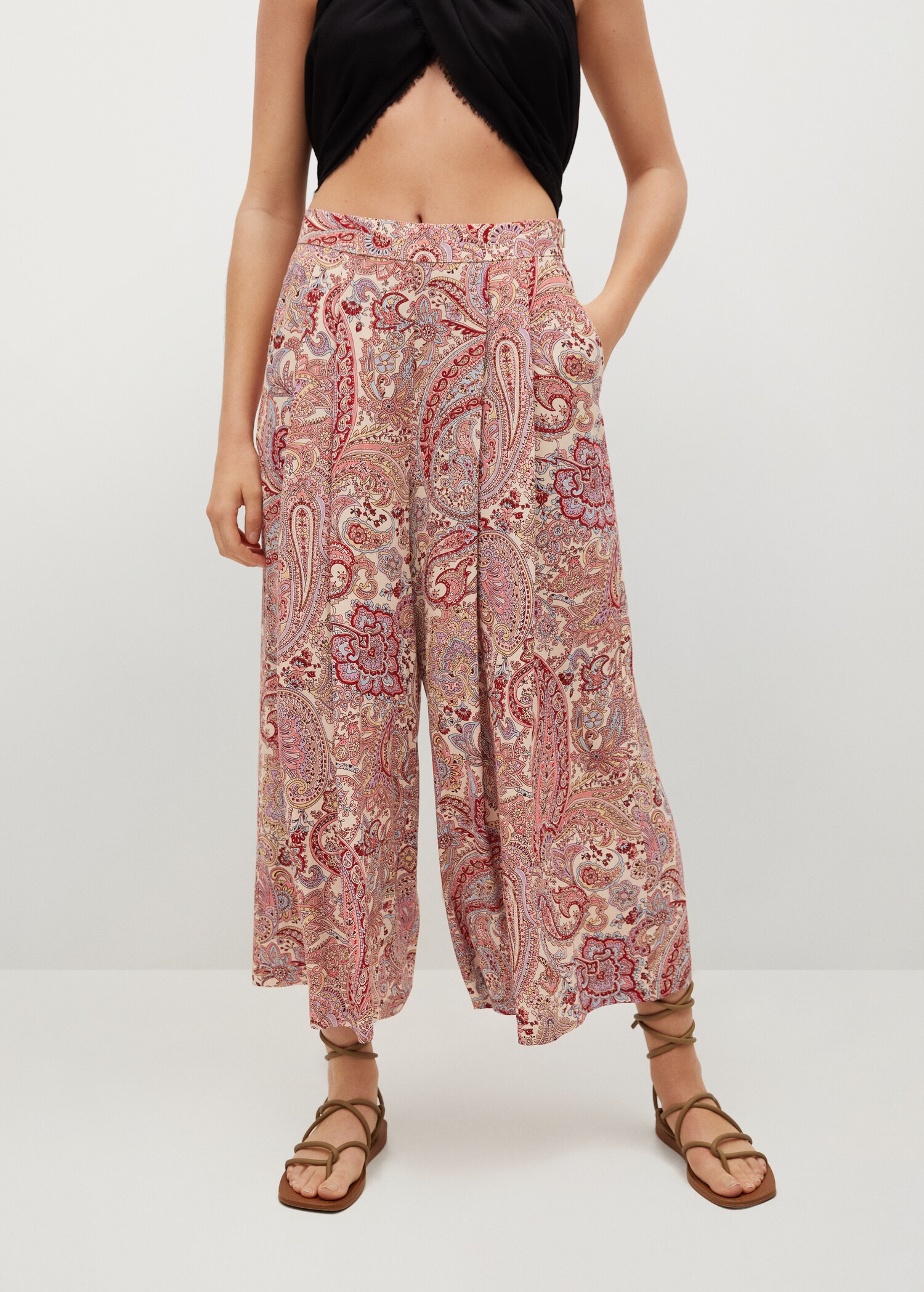 Pantalón fluido estampado - Plano medio