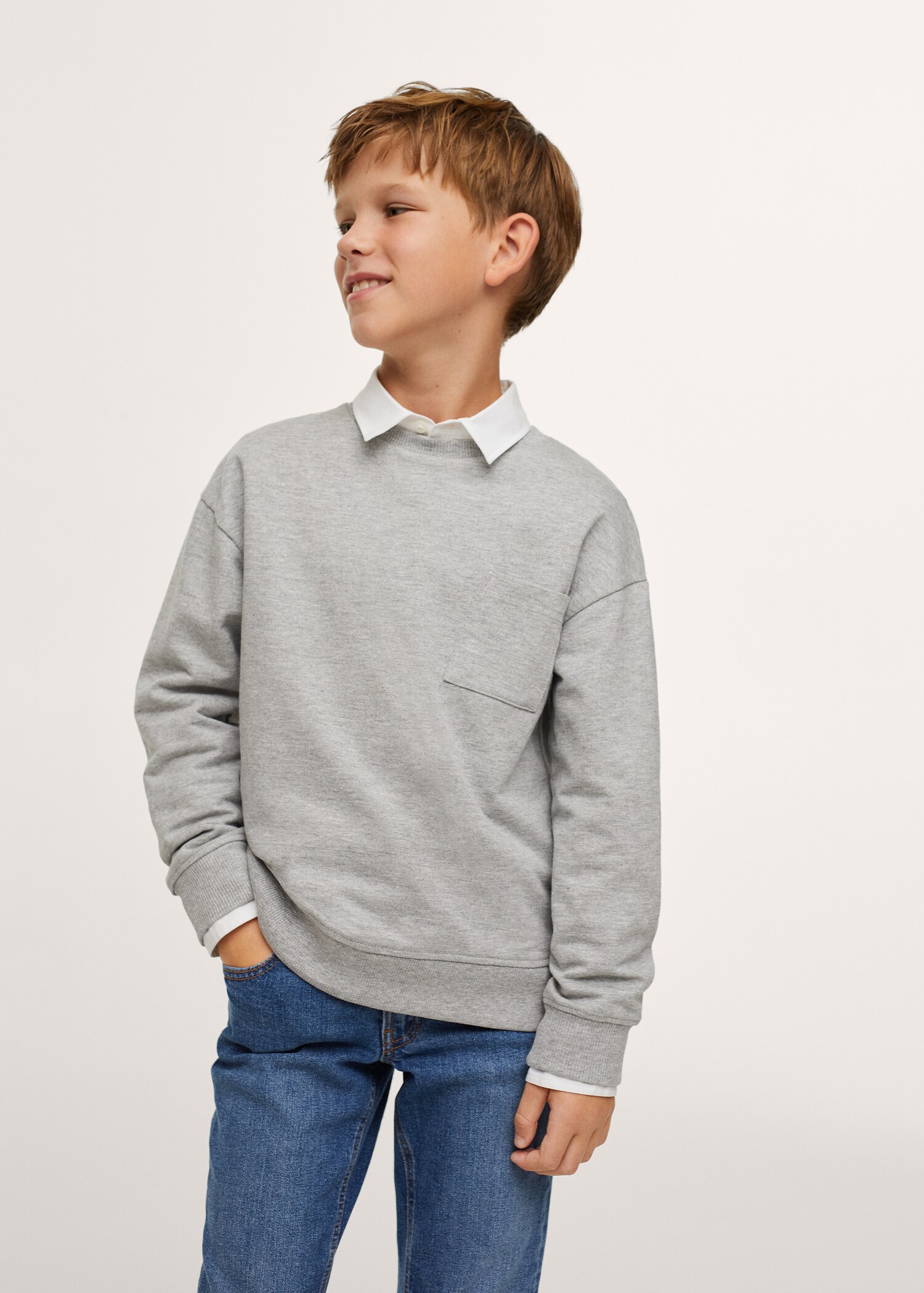 Sweat-shirt coton à poche - Plan moyen
