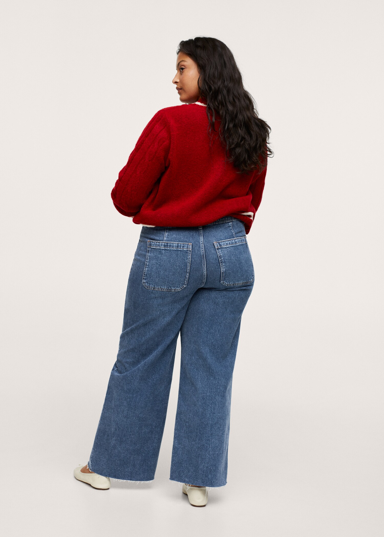 High-waist elastic culotte jeans - Reverse of the article