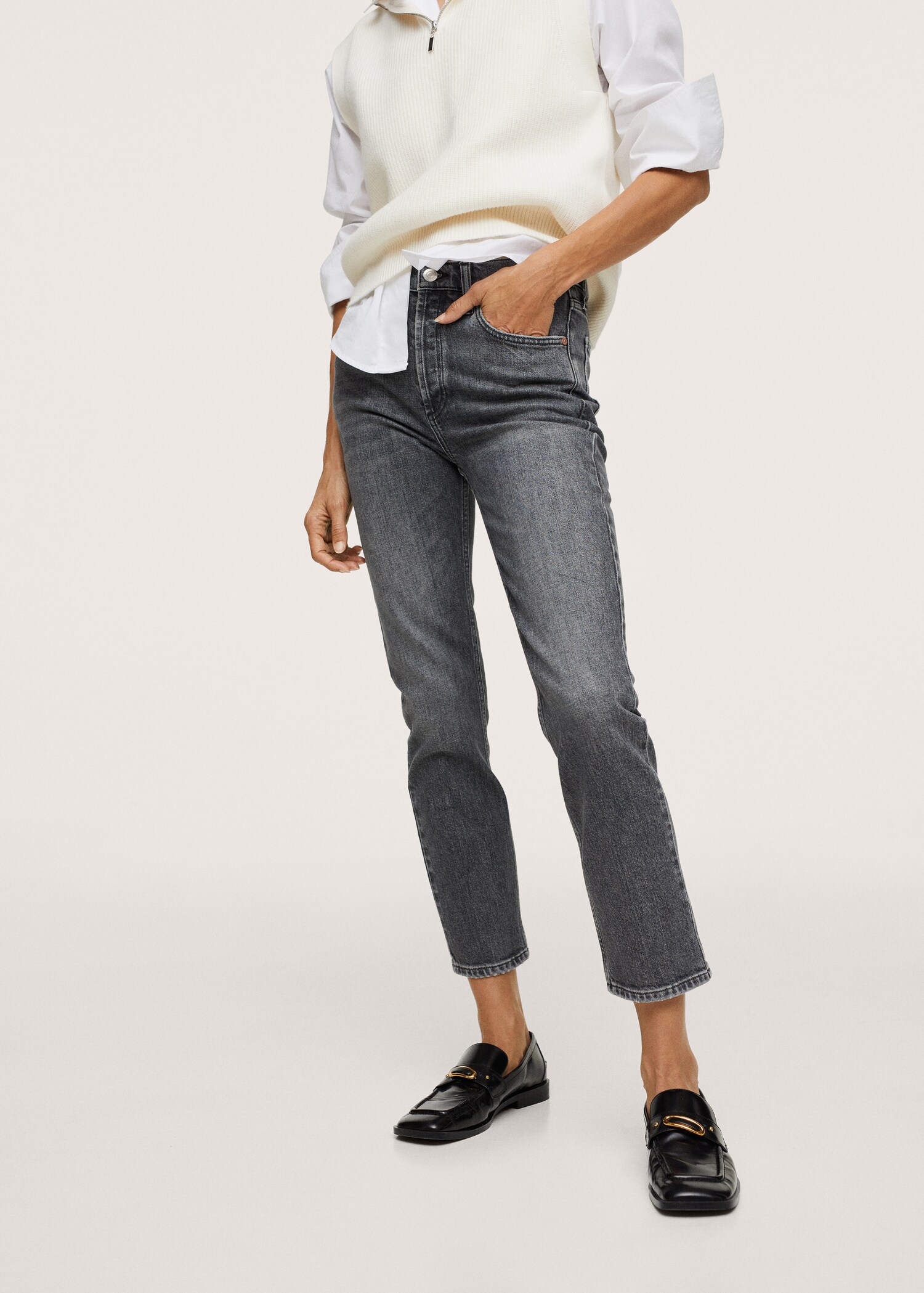Jeans rectos tobilleros - Plano medio