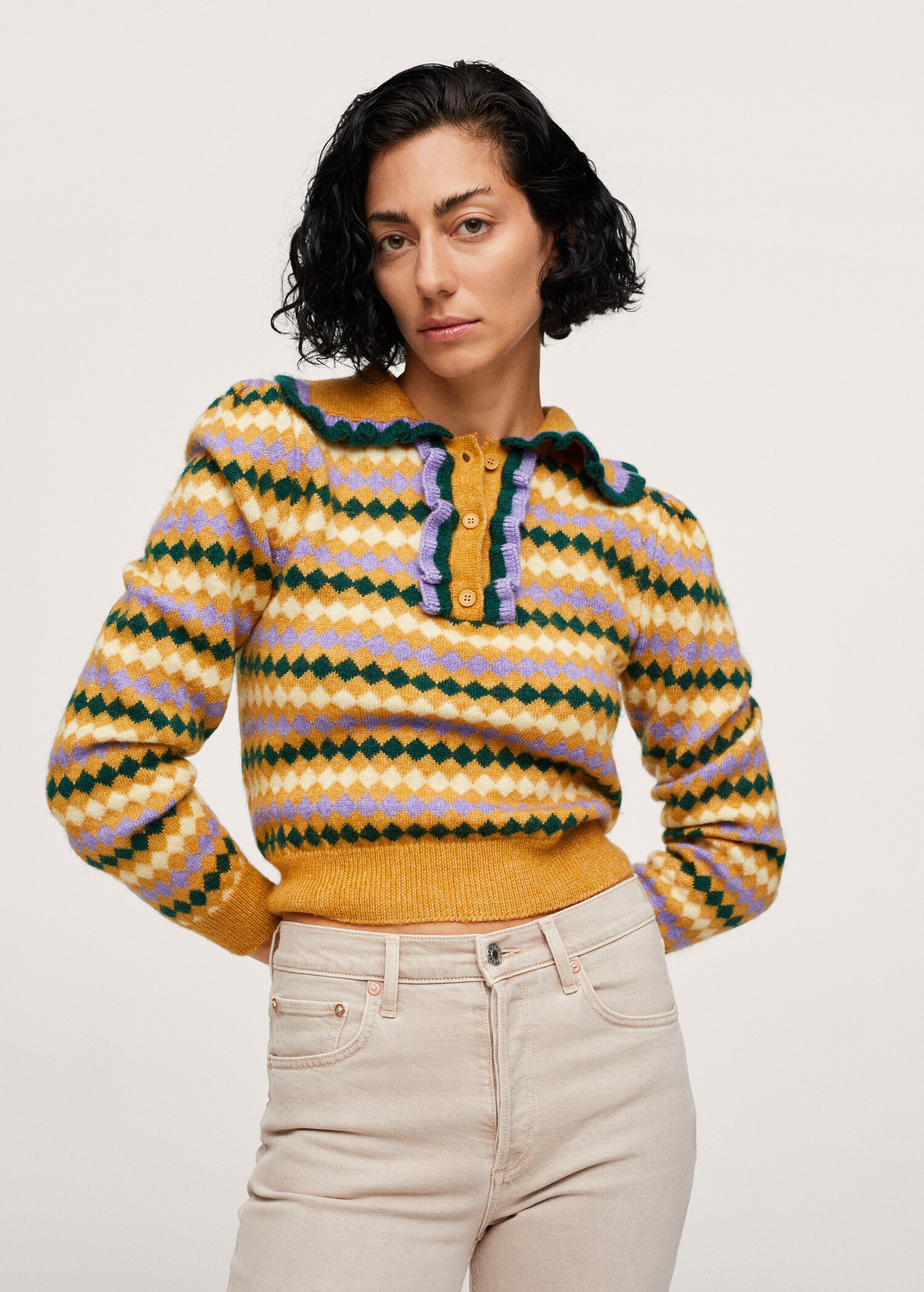Medium-waist cropped slim-fit jeans - Details of the article 1