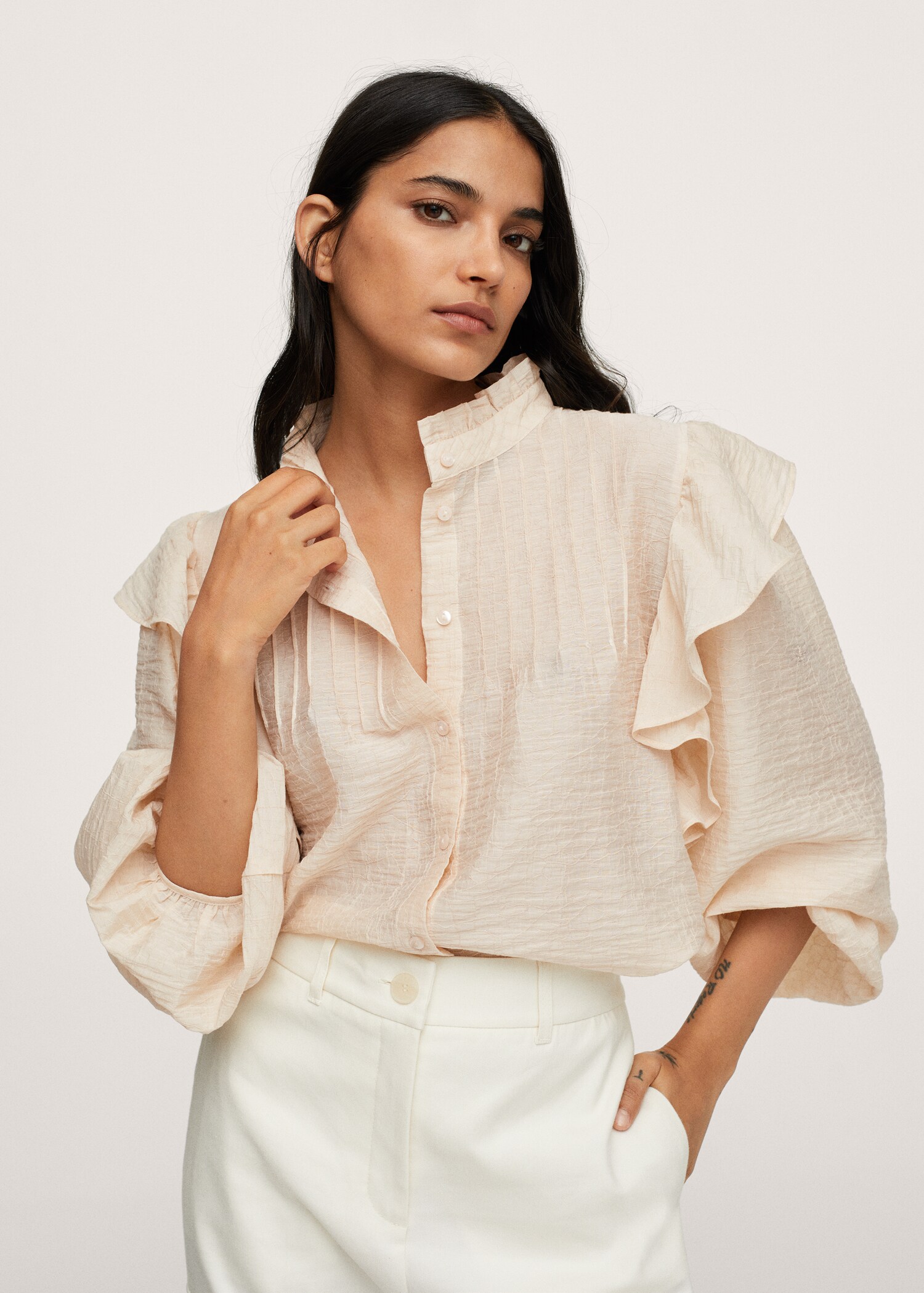 Blusa lyocell volantes - Plano medio