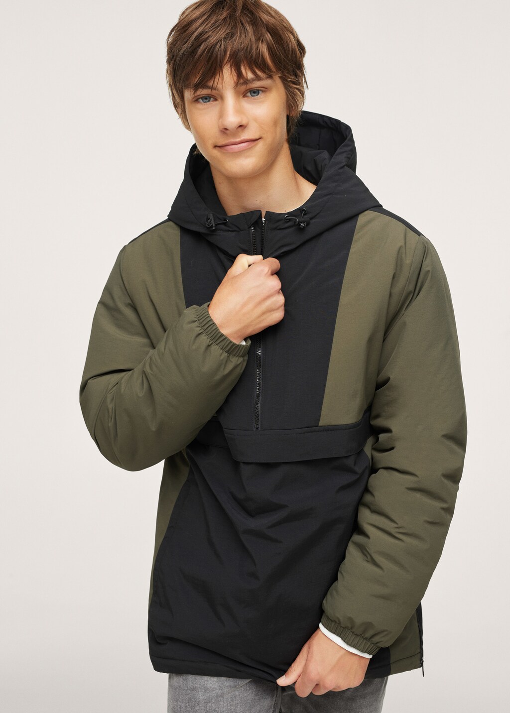 Bicolor quilted anorak