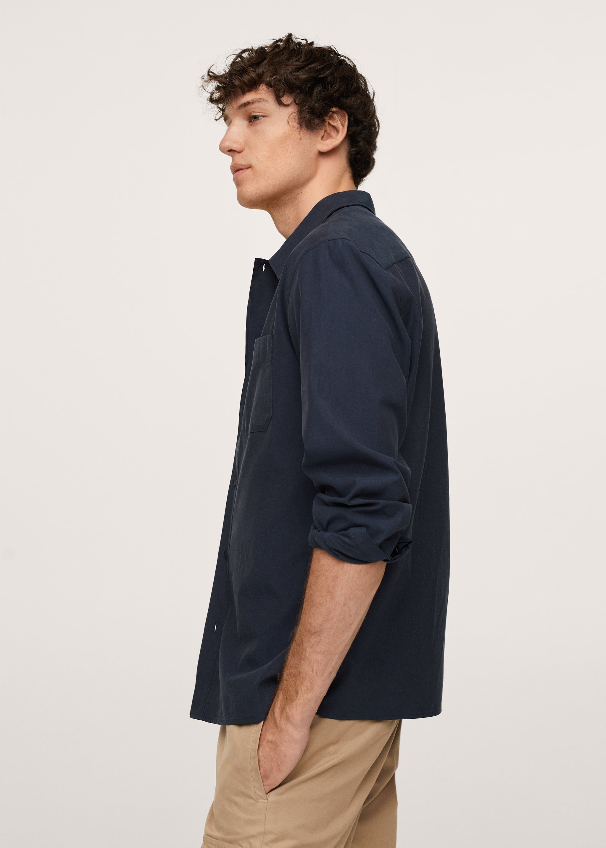 Cotton lyocell shirt with pockets - Details of the article 2