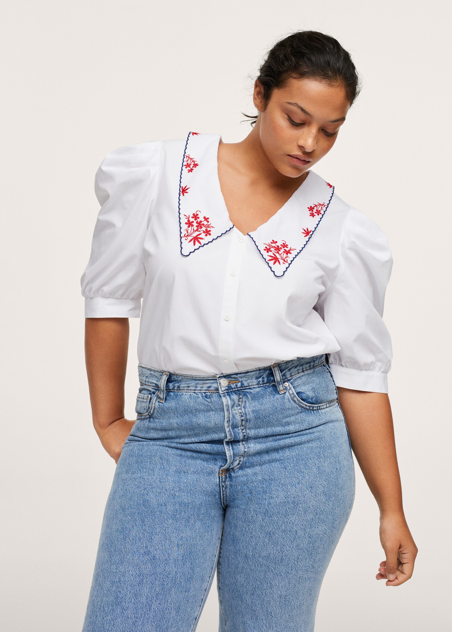 Embroidered cotton blouse - Medium plane