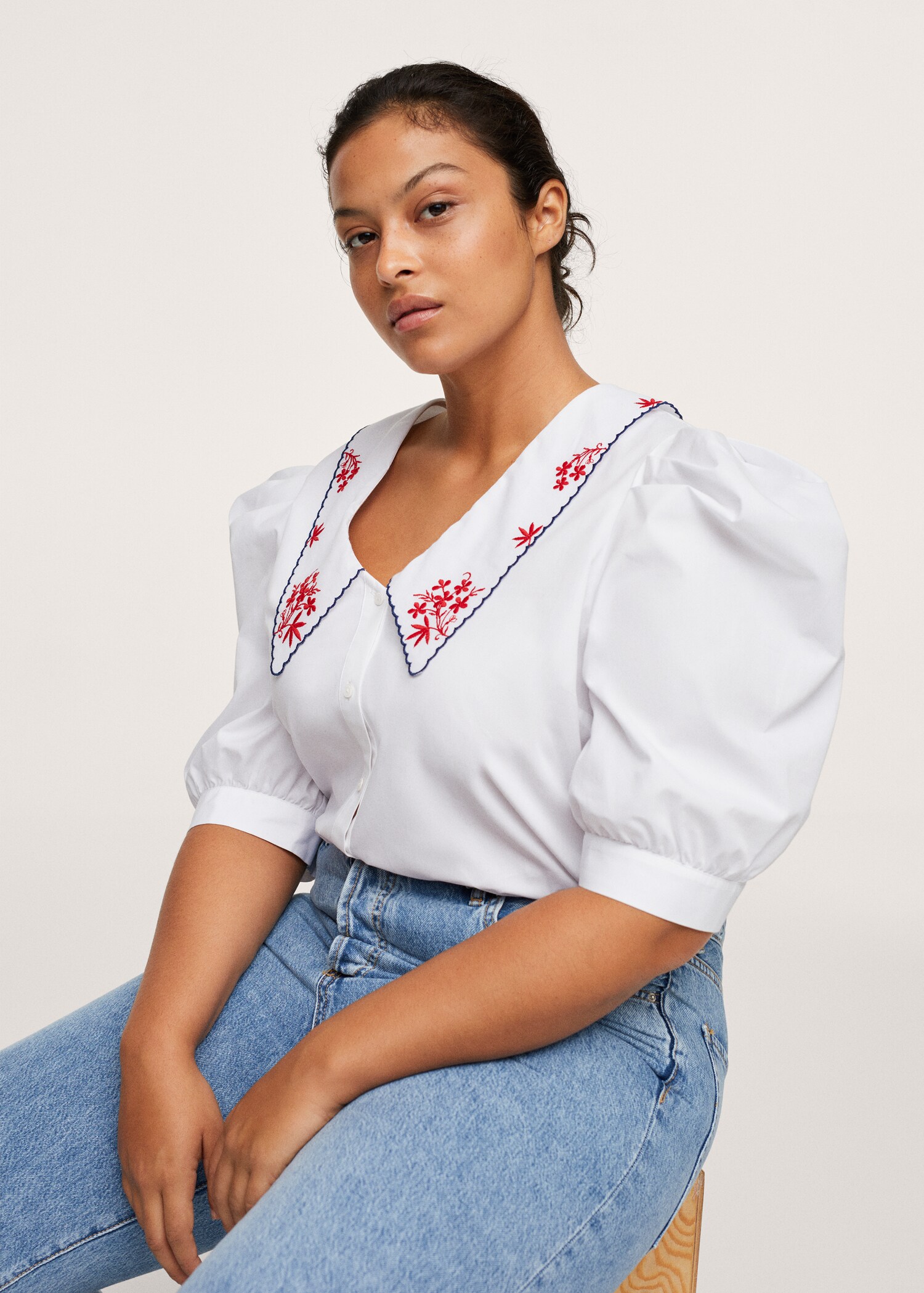 Embroidered cotton blouse - Details of the article 1
