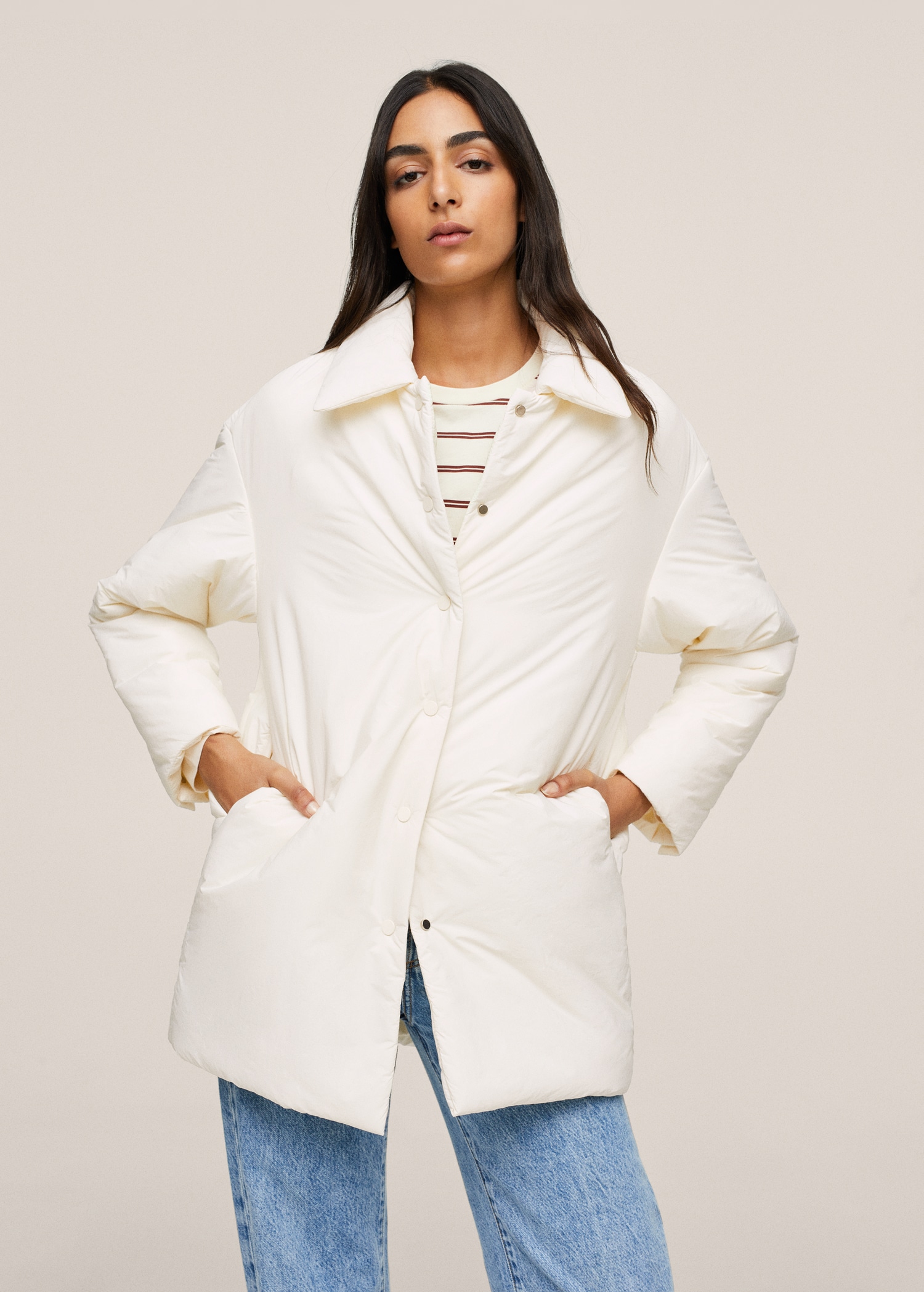 Anorak acolchado botones - Plano medio
