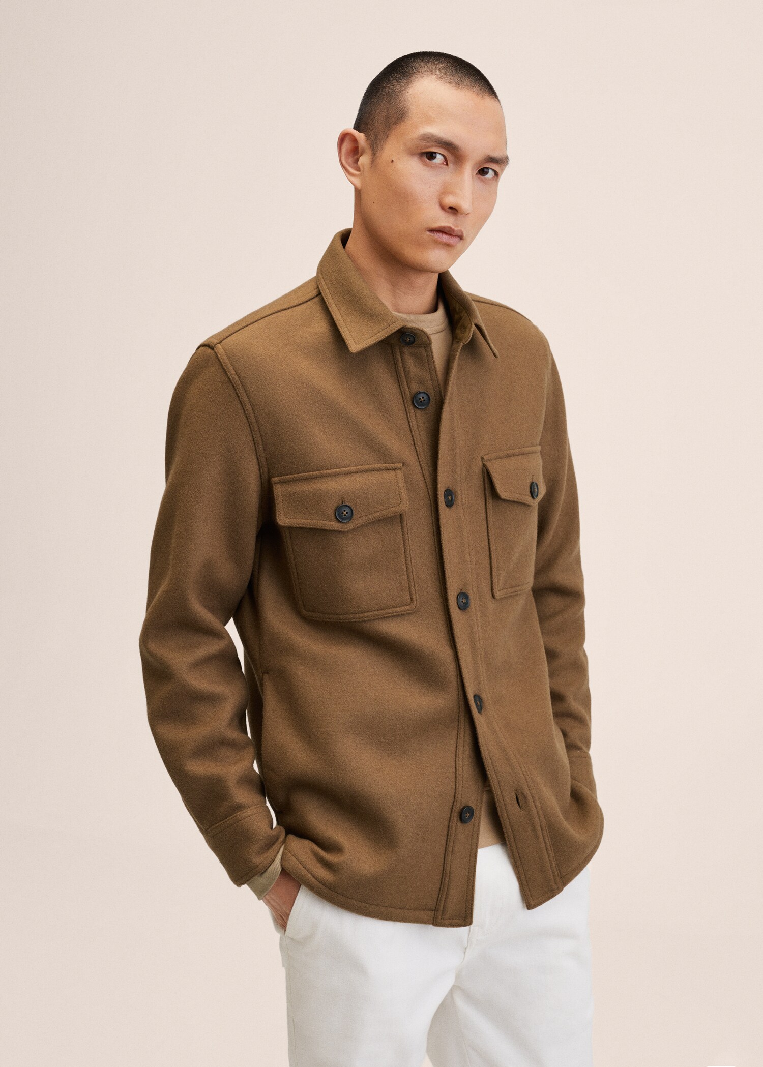 Recycled wool-blend overshirt - Medium plane