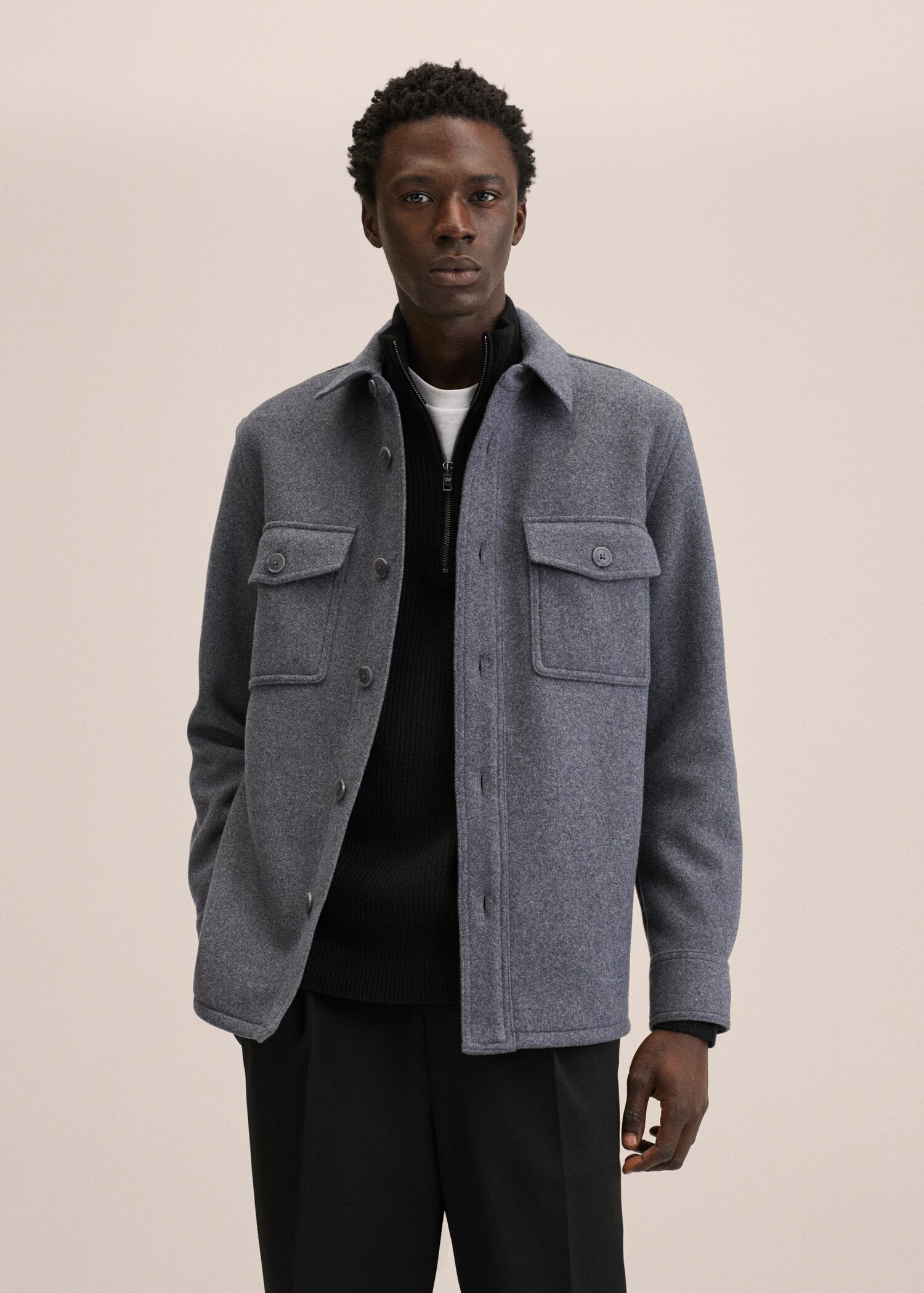 Recycled wool-blend overshirt - Medium plane