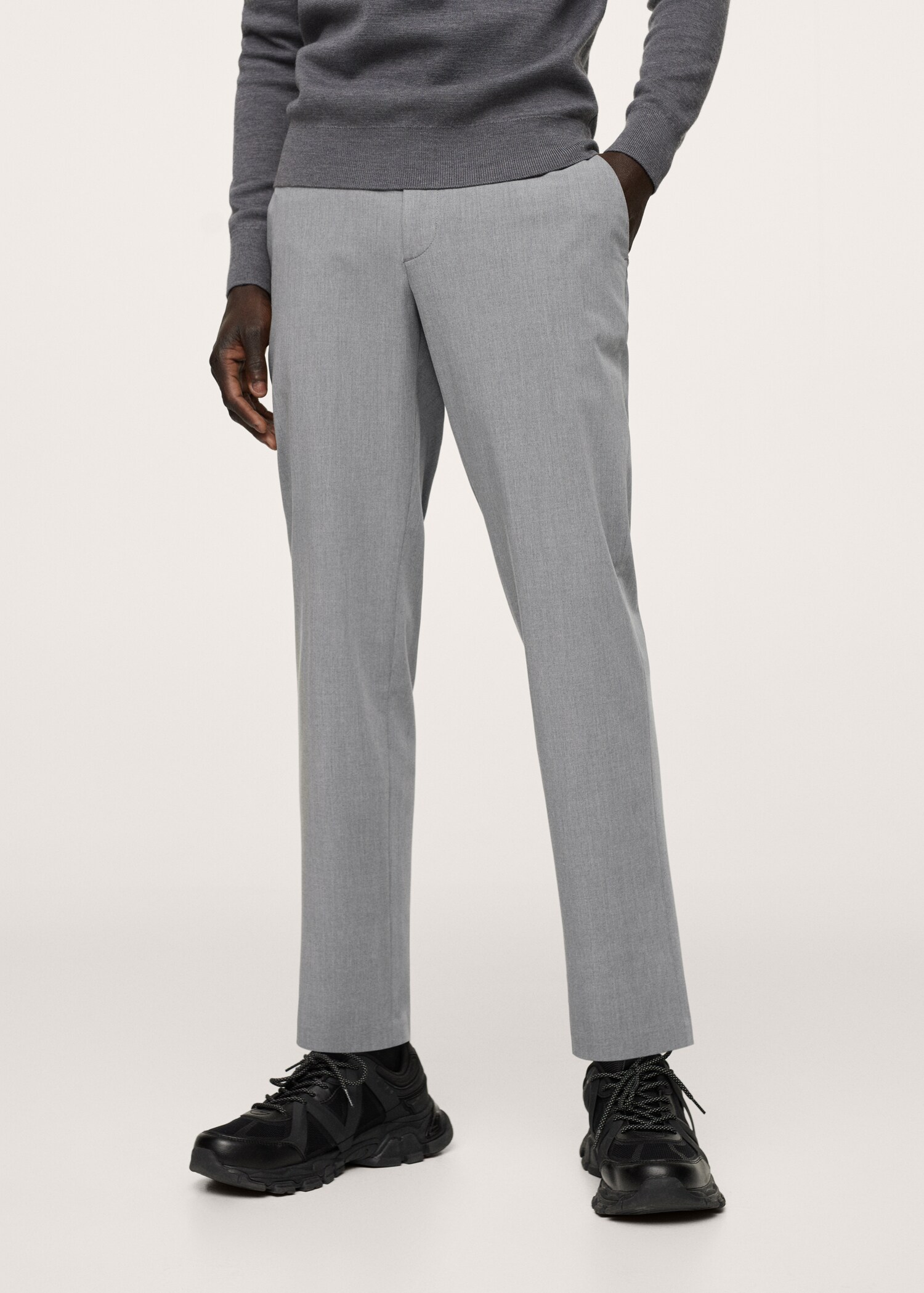 Strečové kalhoty tapered fit - Náhled ve středové rovině