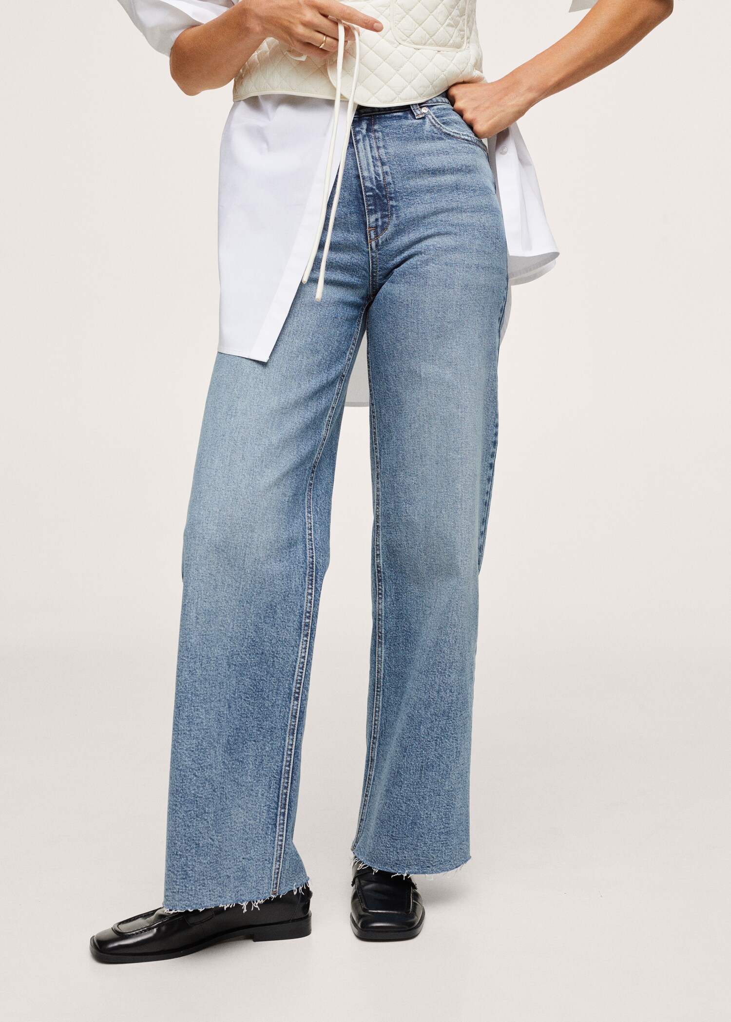 Jeans wideleg tiro alto - Plano medio